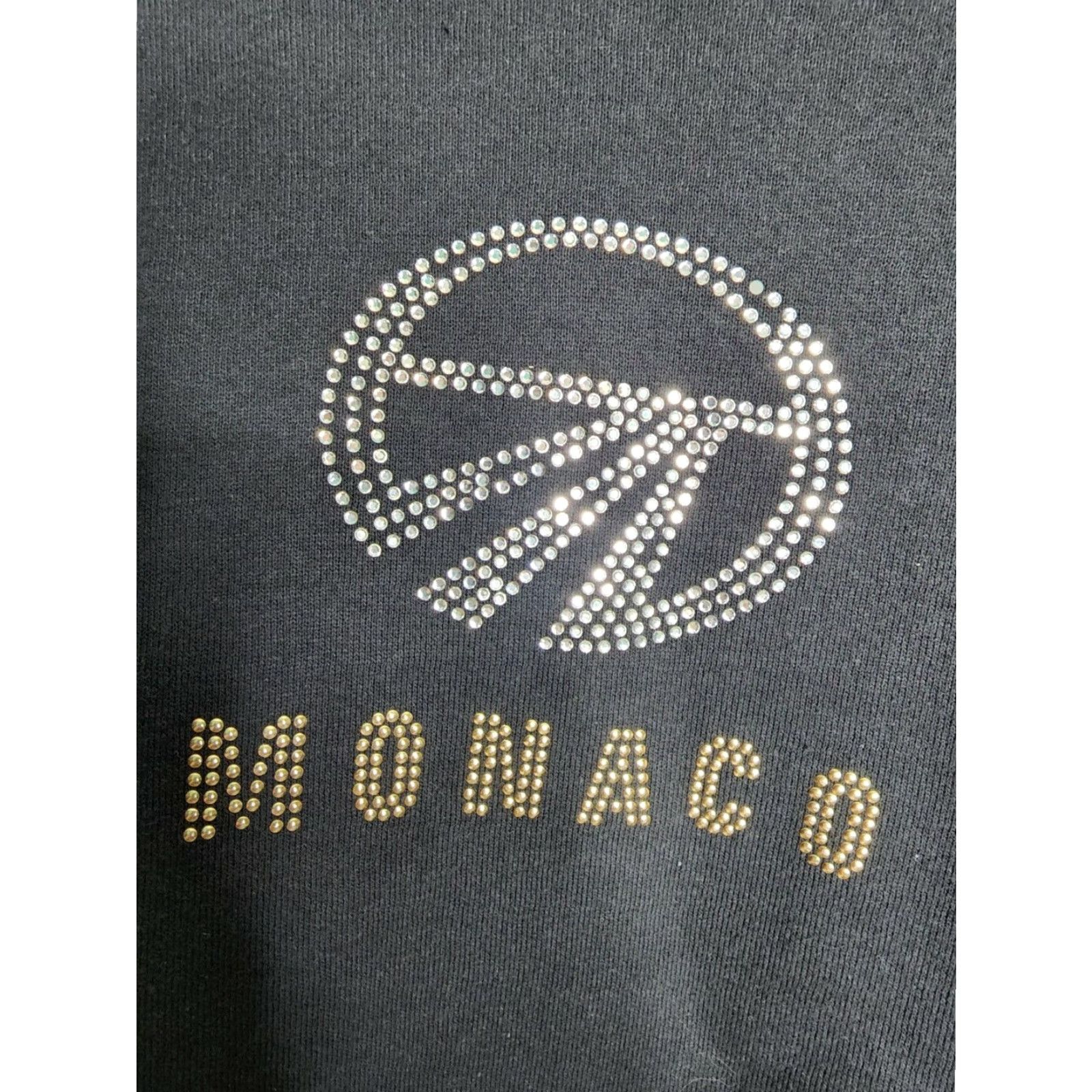 Jerzees VINTAGE Jerzees Mens Crewneck Sweatshirt M Black Rhinestone Monaco Crest Gym & Training Cotton Size US M / EU 48-50 / 2 - 2 Thumbnail