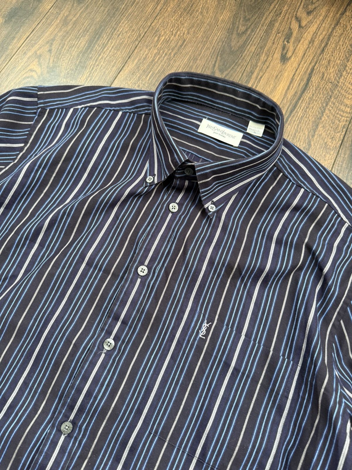 Yves Saint Laurent Vintage YSL YvesSaintLaurent 90s striped short sleeve shirt Size US XL / EU 56 / 4 - 6 Thumbnail