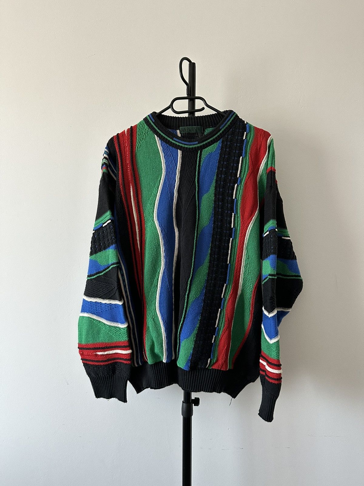 Vintage Coloured multi-cable knit colourful sweater Size US L / EU 52-54 / 3 - 2 Thumbnail