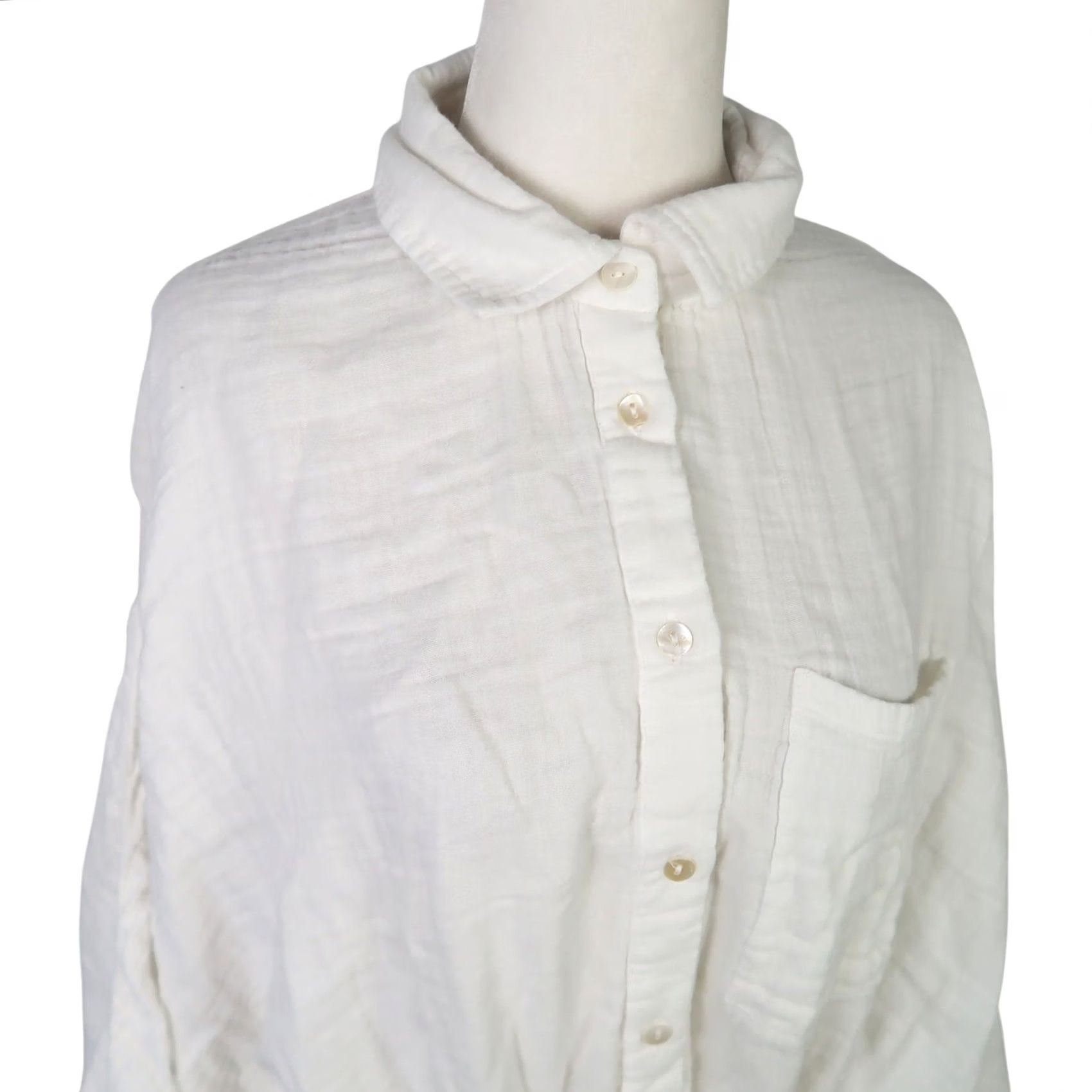 Vintage VINTAGE Elan White Cotton Button Front Cinch Waist Tunic Top 3/4 Sleeve Small Womens Tunic Cotton White Solid 3/4 Sleeve Cinch Waist Button-Up Blouse Size S / US 4 / IT 40 - 2 Thumbnail