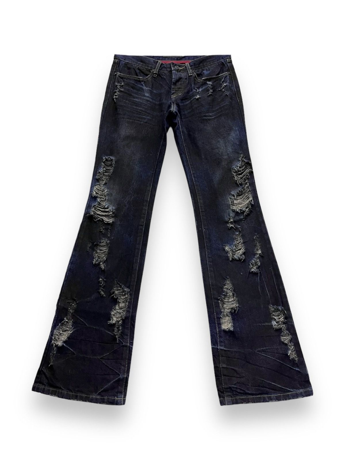 GOSTAR DE FUGA 🔥FUGA Indigo Charcoal Crash Denim Low Rise Skinny FLARE💥 Size US 29 - 5 Thumbnail