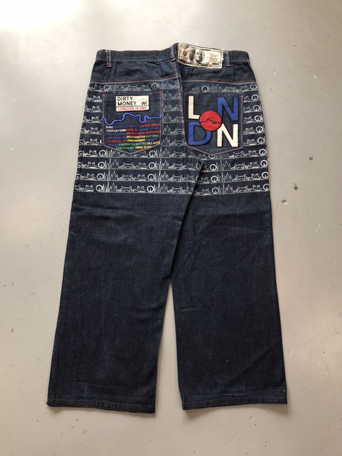 Vintage Vintage dirty money London embroidered SpellOut denim Size US 40 / EU 56 - 2 Thumbnail