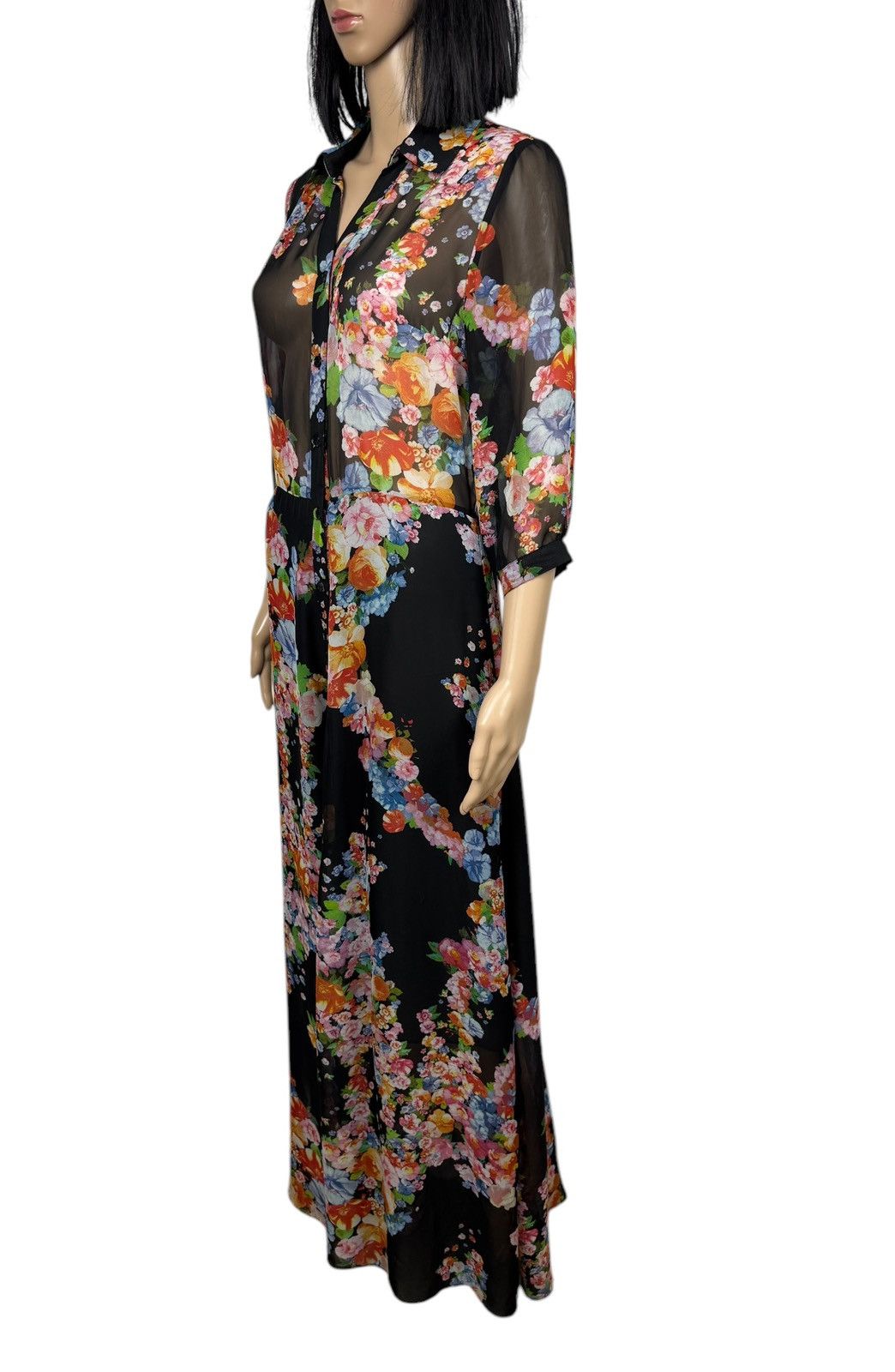 Designer Ulyana Sergeenko Maxi Dress Floral Printed Mesh size L Size L / US 10 / IT 46 - 5 Thumbnail