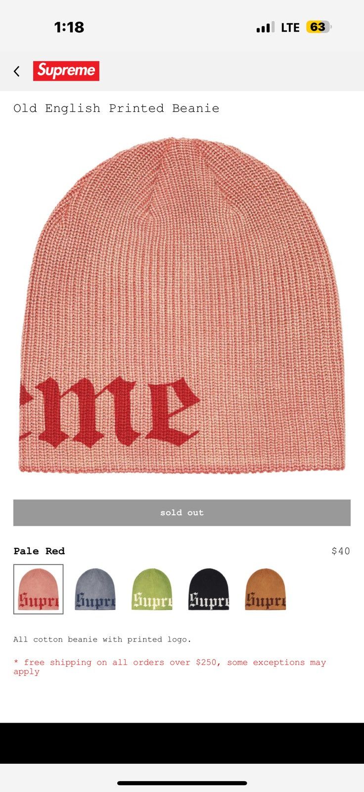 Supreme Supreme Old English Printed Beanie Size ONE SIZE - 3 Thumbnail