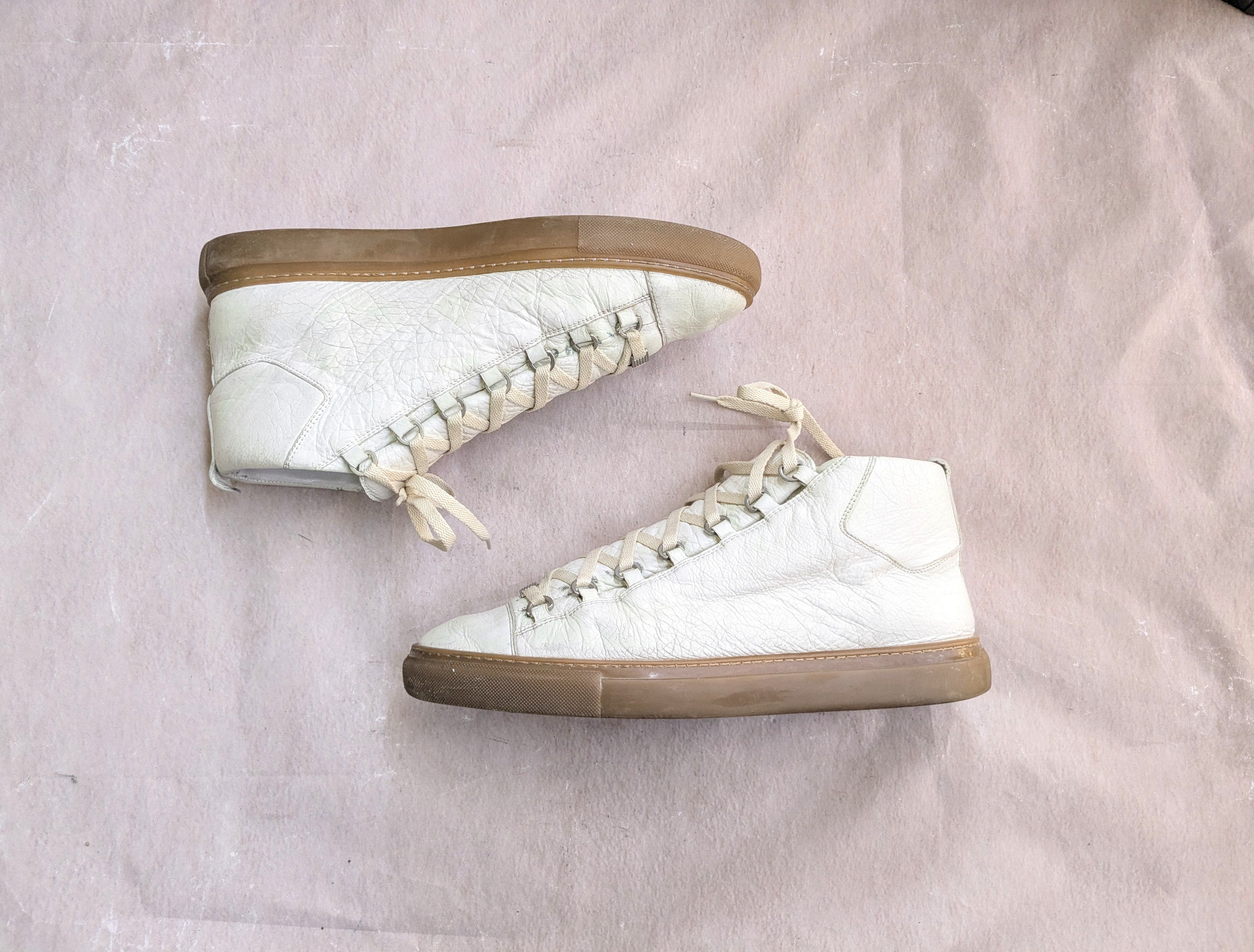 Balenciaga Arena White Brown Leather High Tops 13