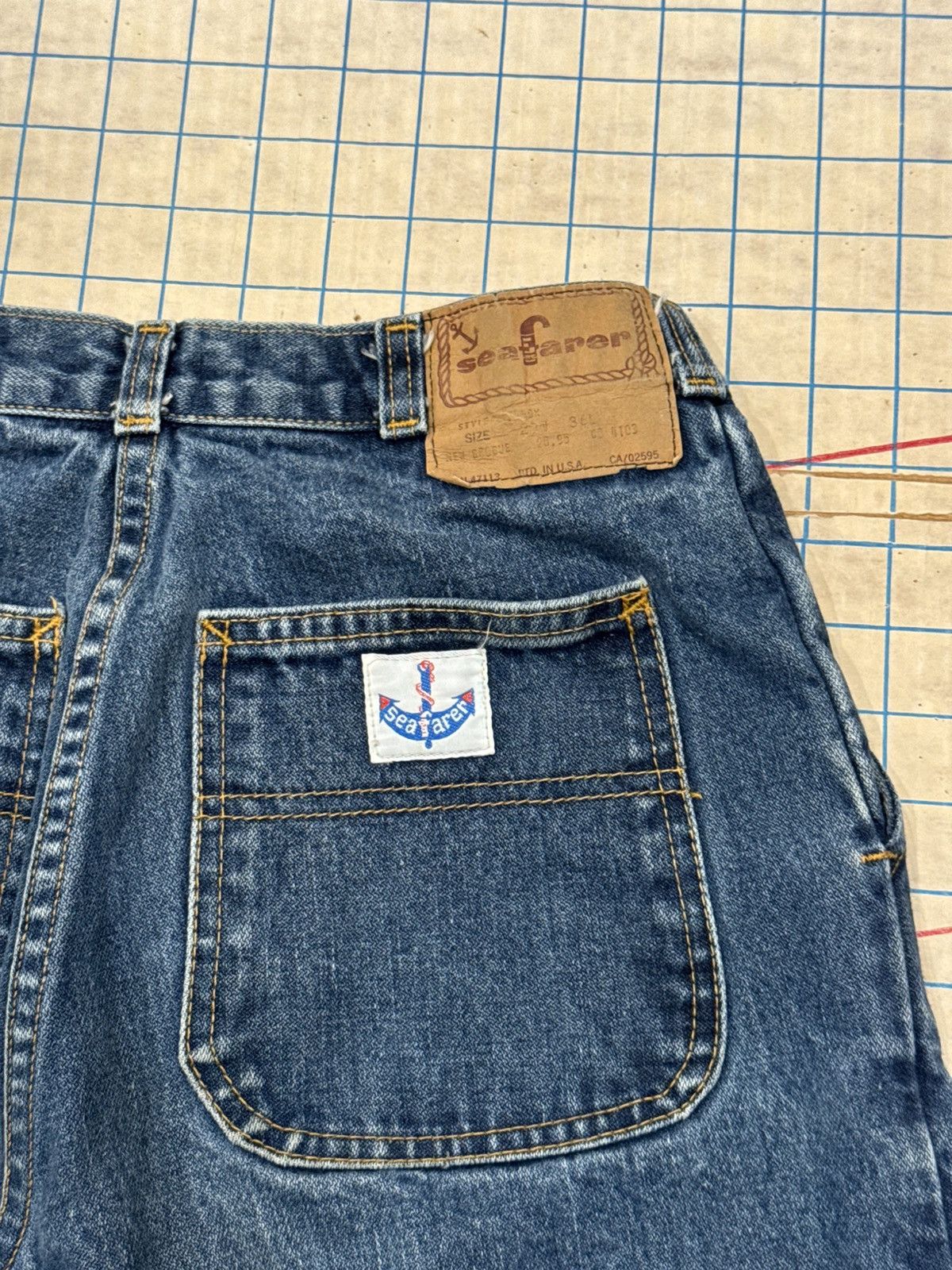 Vintage Vintage Seafarer 70’s Flair Wide Leg Jeans tagged 29 Blue Size US 29 - 14 Thumbnail