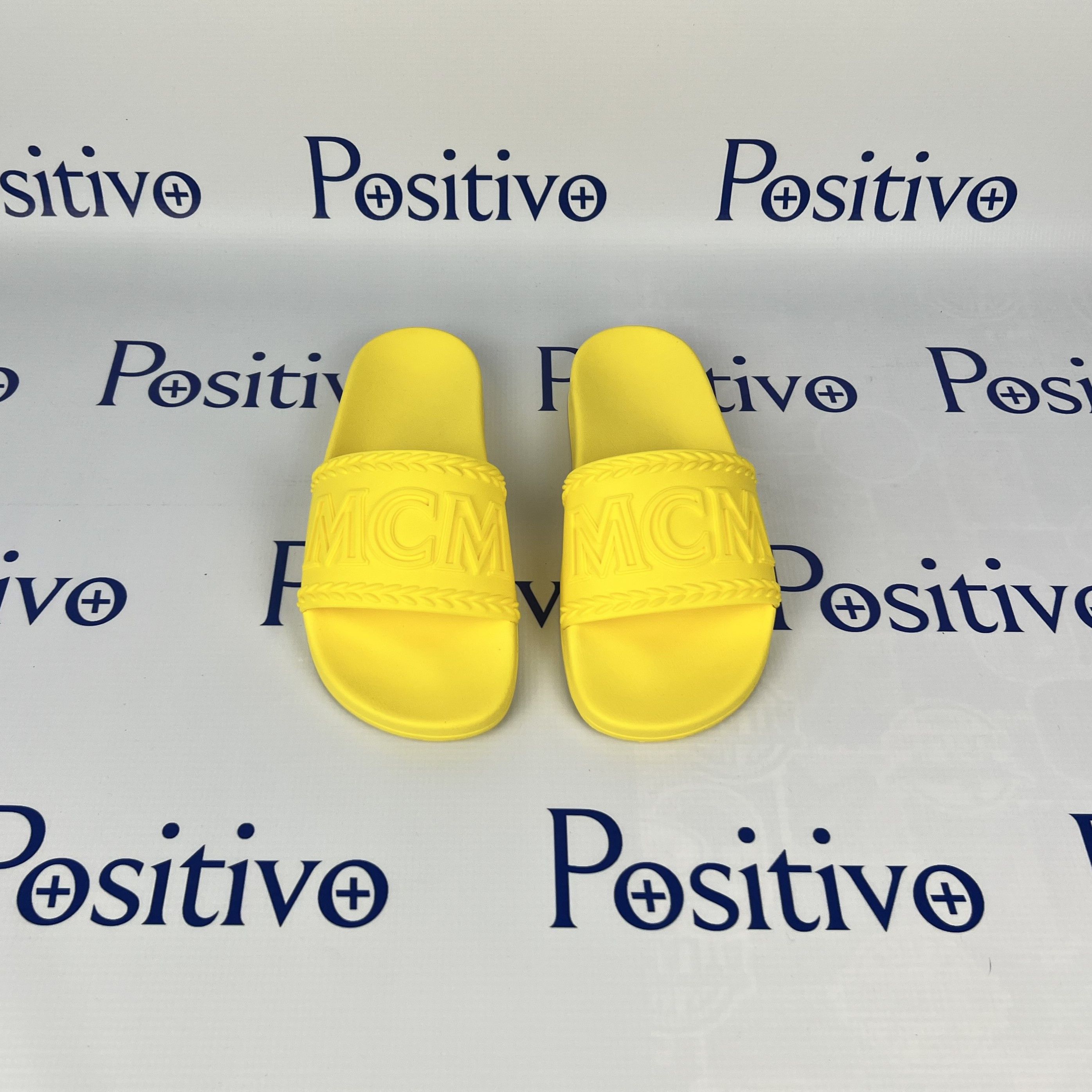 MCM Yellow Big Logo Rubber Slides US 9 EU 39