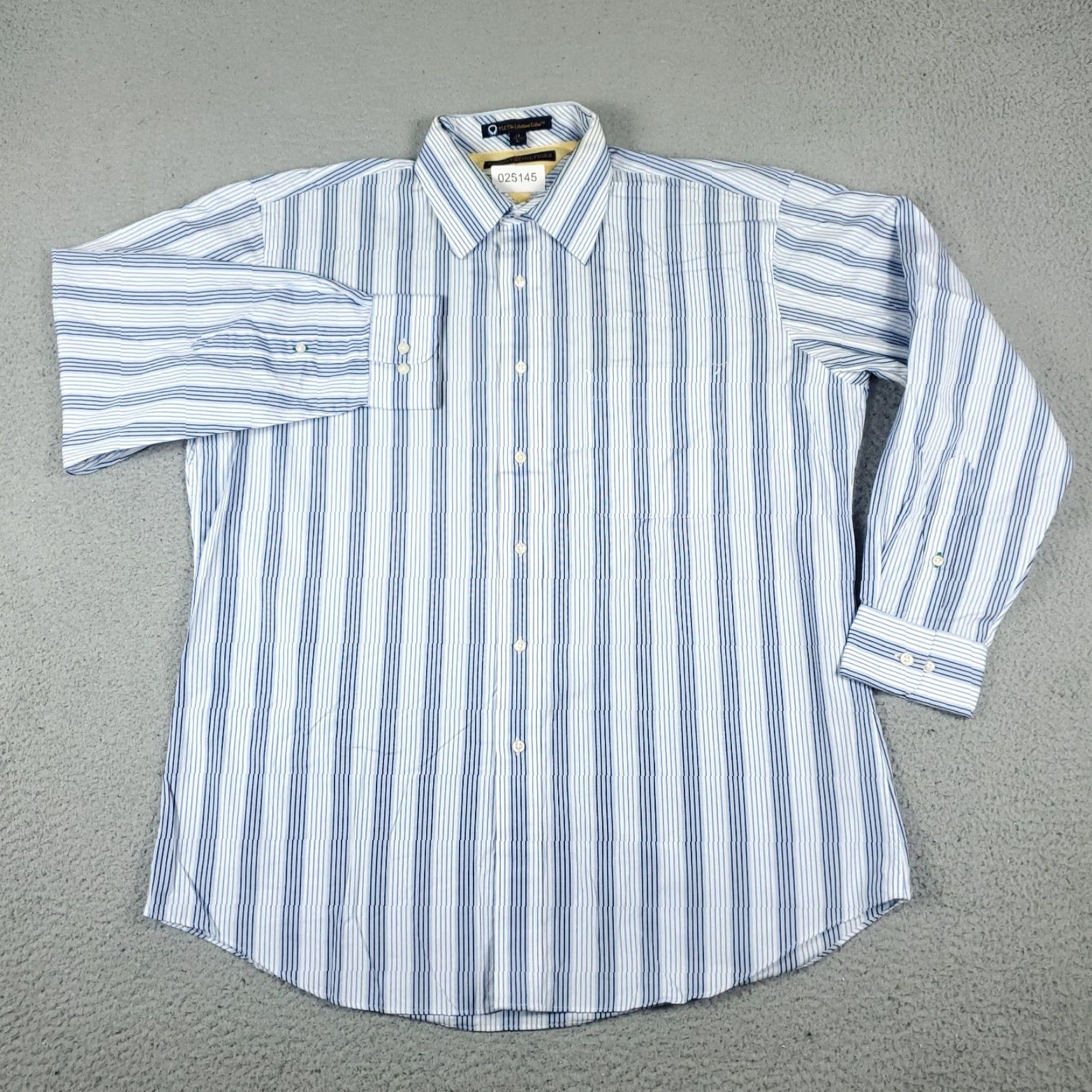 Tommy Hilfiger VINTAGE Tommy Hilfiger Shirt Mens Large Blue Striped Button-Up Long Sleeve Classic Casual Dress Shirt Mens L Blue Striped Tommy Hilfiger Size US L / EU 52-54 / 3 - 2 Thumbnail