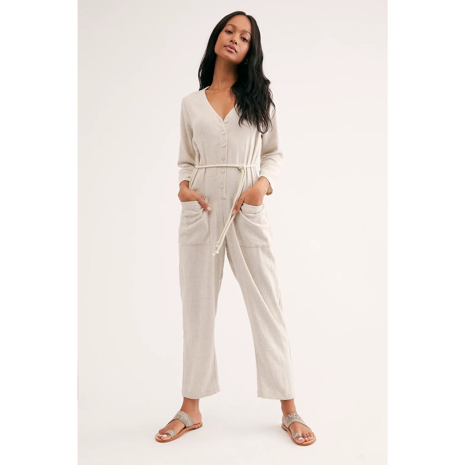 Free People New Free People RACHEL PALLY Troy Linen Jumpsuit $255 SMALL Size 28" / US 6 / IT 42 - 4 Thumbnail
