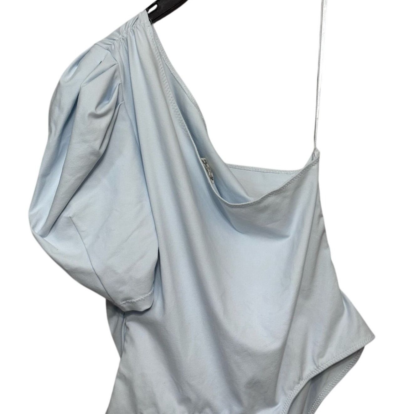 Free People Free People Bodysuit Puff Sleeves One Shoulder Blue W L NWOT Size L / US 10 / IT 46 - 6 Thumbnail