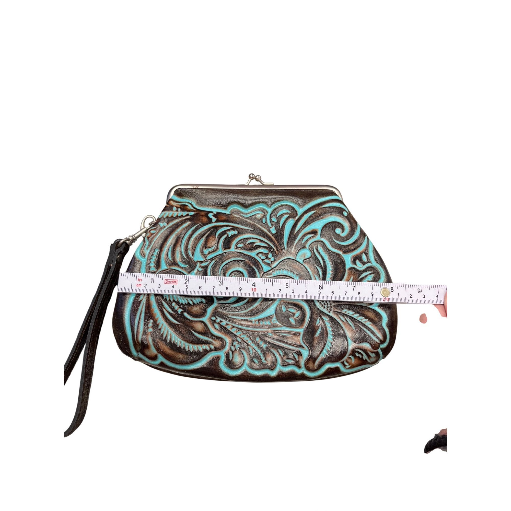 Patricia Nash Patricia Nash wms Savena turquoise black leather kisslock wr Size ONE SIZE - 12 Thumbnail