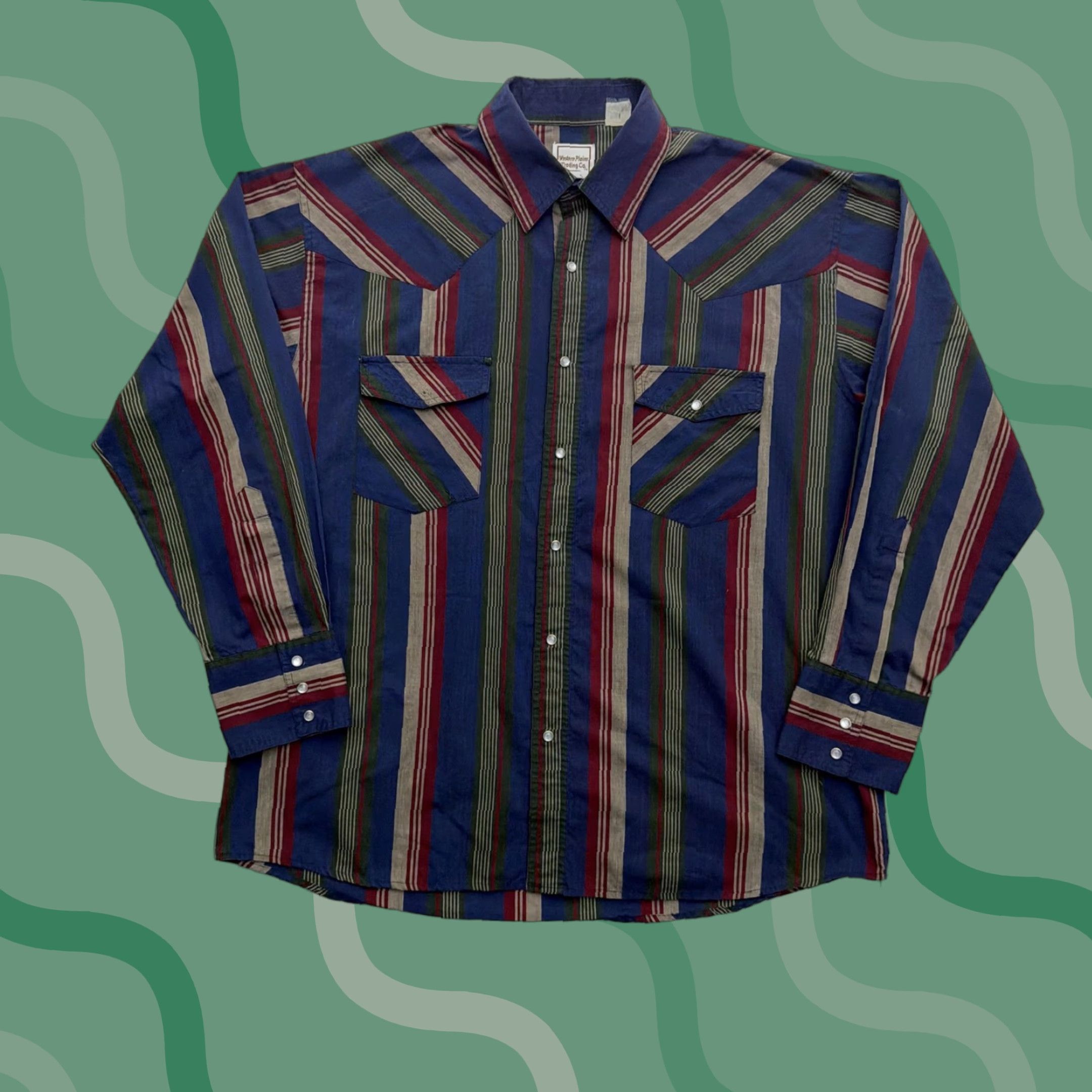 CO Western Plains Trading Co Shirt Mens 2XL Blue Striped Western Snap Long Sleeve Size US XXL / EU 58 / 5 - 1 Thumbnail