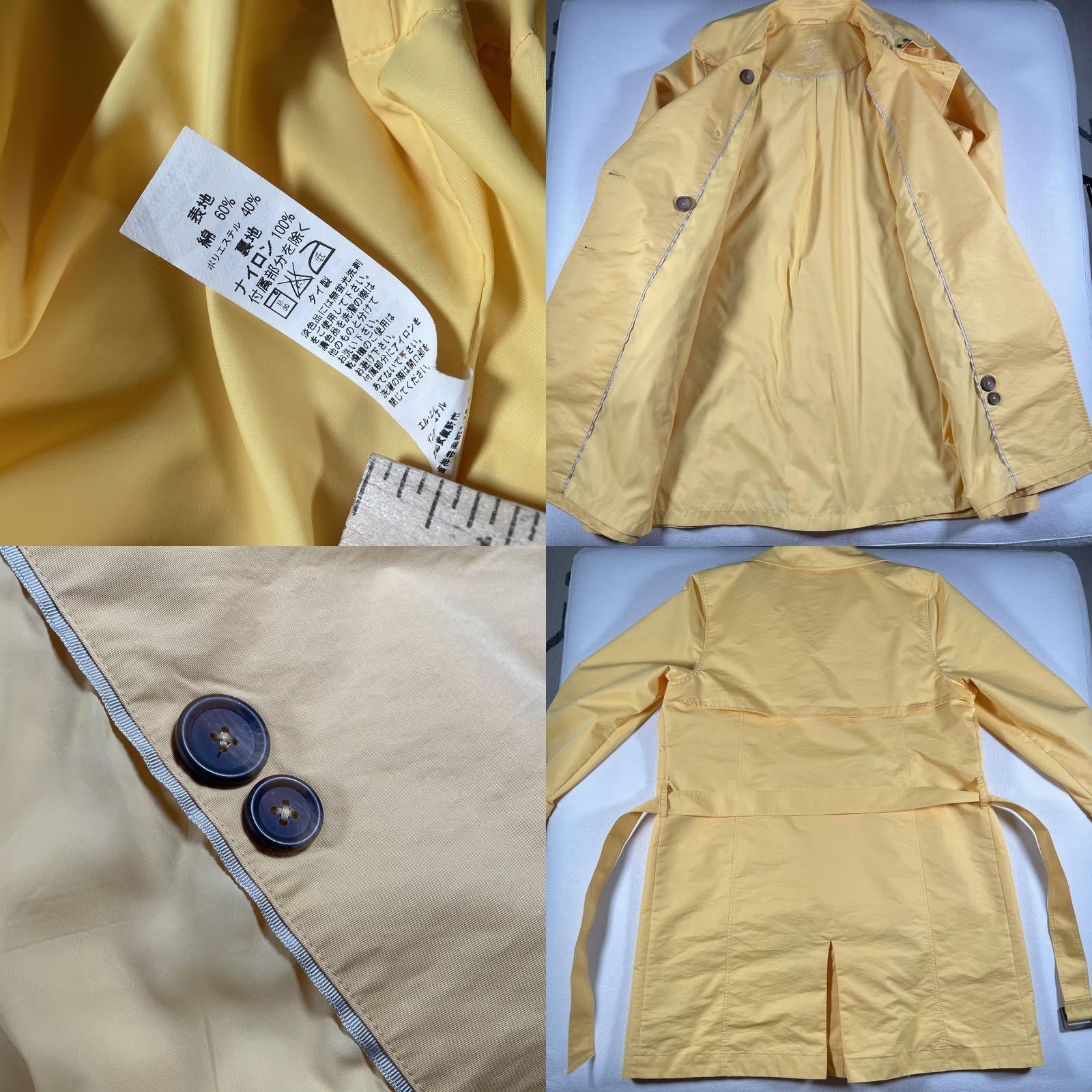 Vintage L.L.Bean Trench Coat Womens XL Yellow Belted Double Breasted Lined Twill Jacket Size XL / US 12-14 / IT 48-50 - 8 Thumbnail