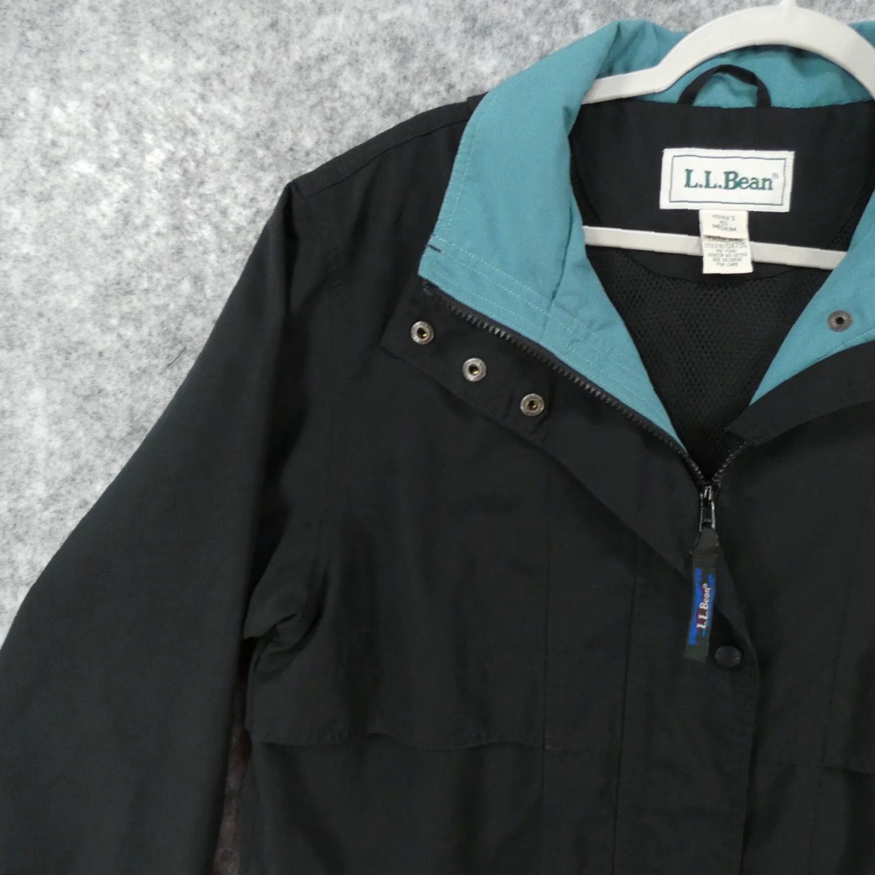 Vintage L.L. Bean Jacket Womens Medium Black Turquoise Hooded Lined Full Zip Size M / US 6-8 / IT 42-44 - 3 Thumbnail