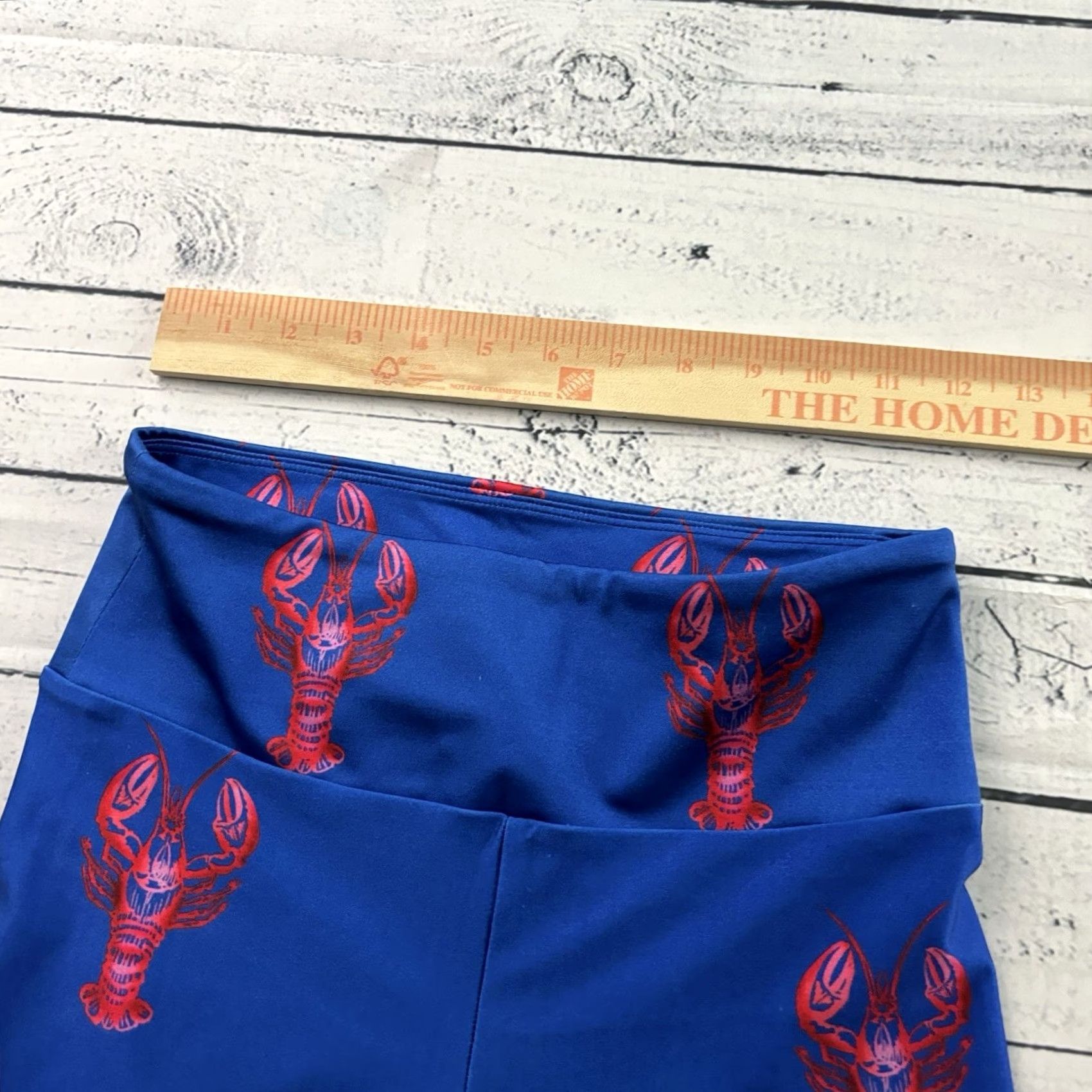 Vintage Goldsheep Leggings Women's Small Blue Red Lobster Print Athletic Yoga Compression Skinny Beachwear Activewear Shirt Off-Shoulder Tights Size 28" / US 6 / IT 42 - 3 Thumbnail