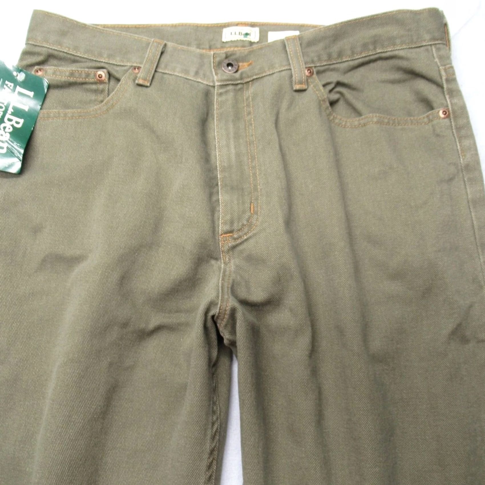Vintage L.L.Bean Jeans Womens 14W Green Wide-Leg Cotton Blend Pants Classic Fit 30in Inseam 32in Waist NWT Size 36" / US 14 / IT 50 - 4 Thumbnail