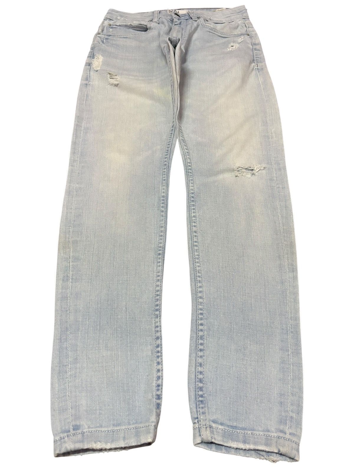Bershka Vtg Bershka Blue Washed Distressed Jeans Size 28" / US 6 / IT 42 - 1 Thumbnail