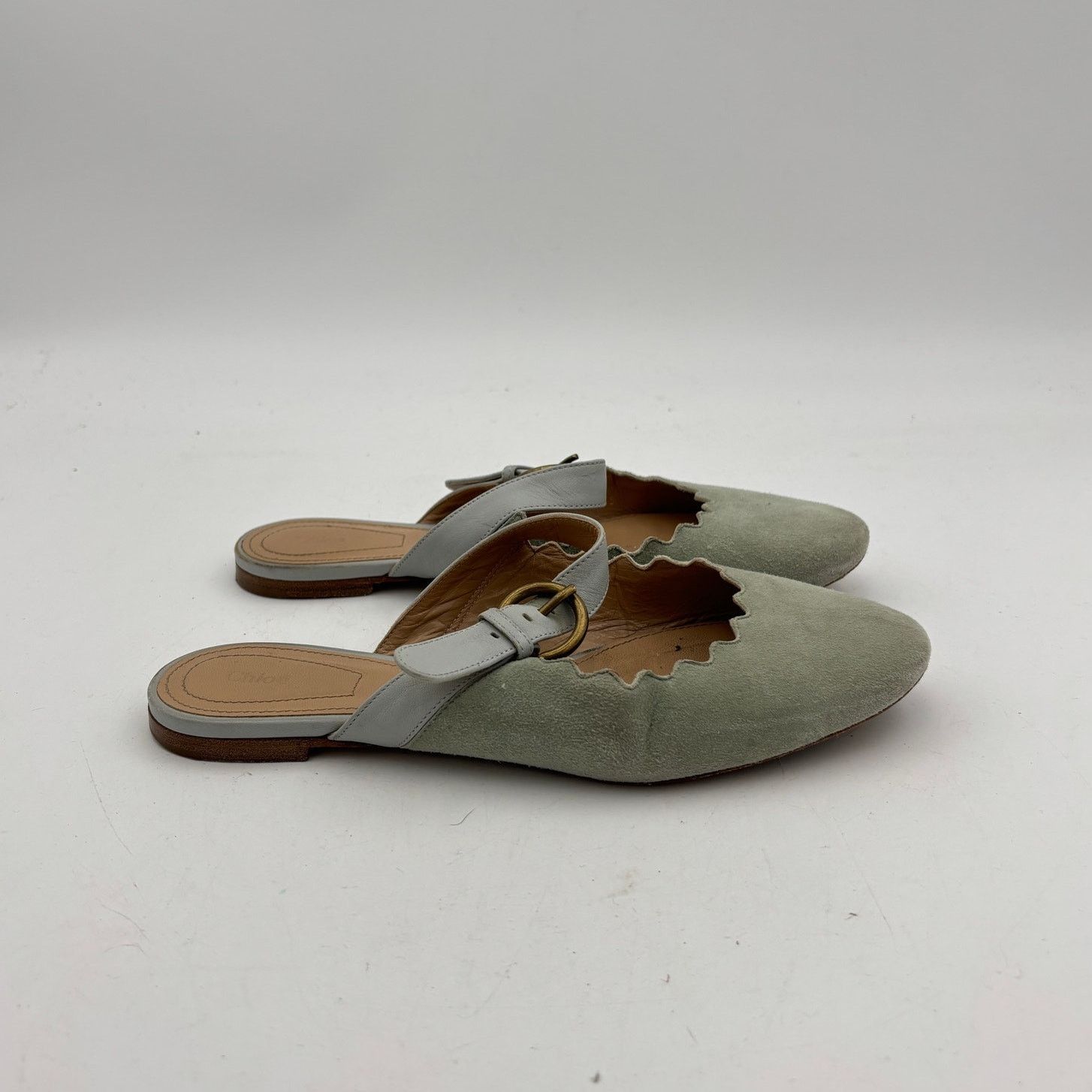 Chloe Chloe Lauren Mules Scalloped Suede Mary Jane Flats 36 US 6 Size US 6 / IT 36 - 3 Thumbnail