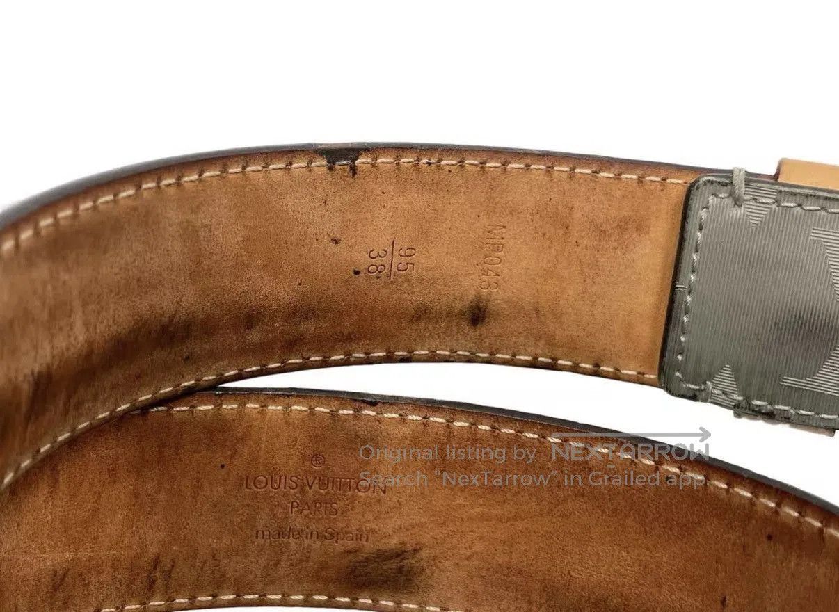 Louis Vuitton Gray Leather Belt with Metal Buckle. Size ONE SIZE - 3 Thumbnail