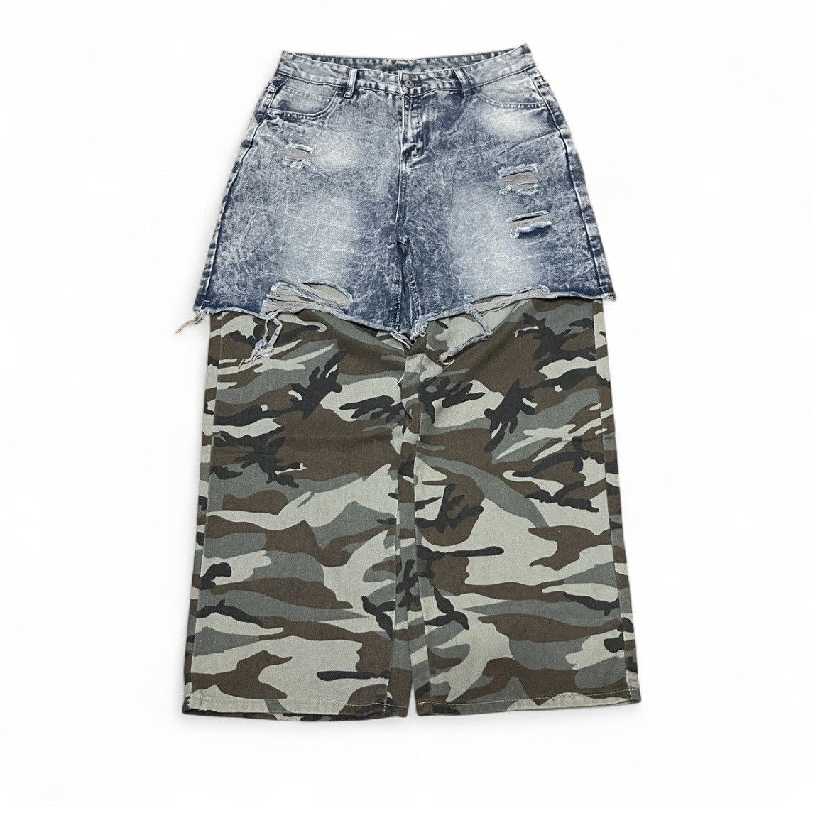 Japanese Brand American Double Side Denim Camo Jeans Hip-Hop Wide Leg Goth Size US 32 / EU 48 - 1 Thumbnail
