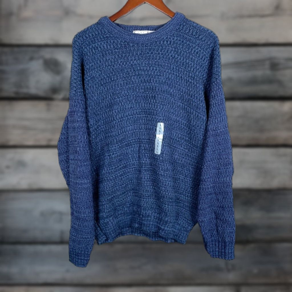 Sears VINTAGE Sears Men's Sweater Chunky Knit Crewneck L Blue Casual 90s Retro Heavyweight USA Size US L / EU 52-54 / 3 - 1 Thumbnail