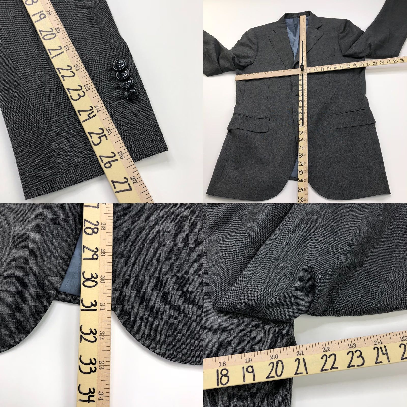 Suitsupply Suitsupply Sport Coat Jacket Gray Wool 42 Regular Notch Lapel Plaid Four-Button Double-Vented Single-Breasted 110's Victorian? Size 42R - 8 Thumbnail