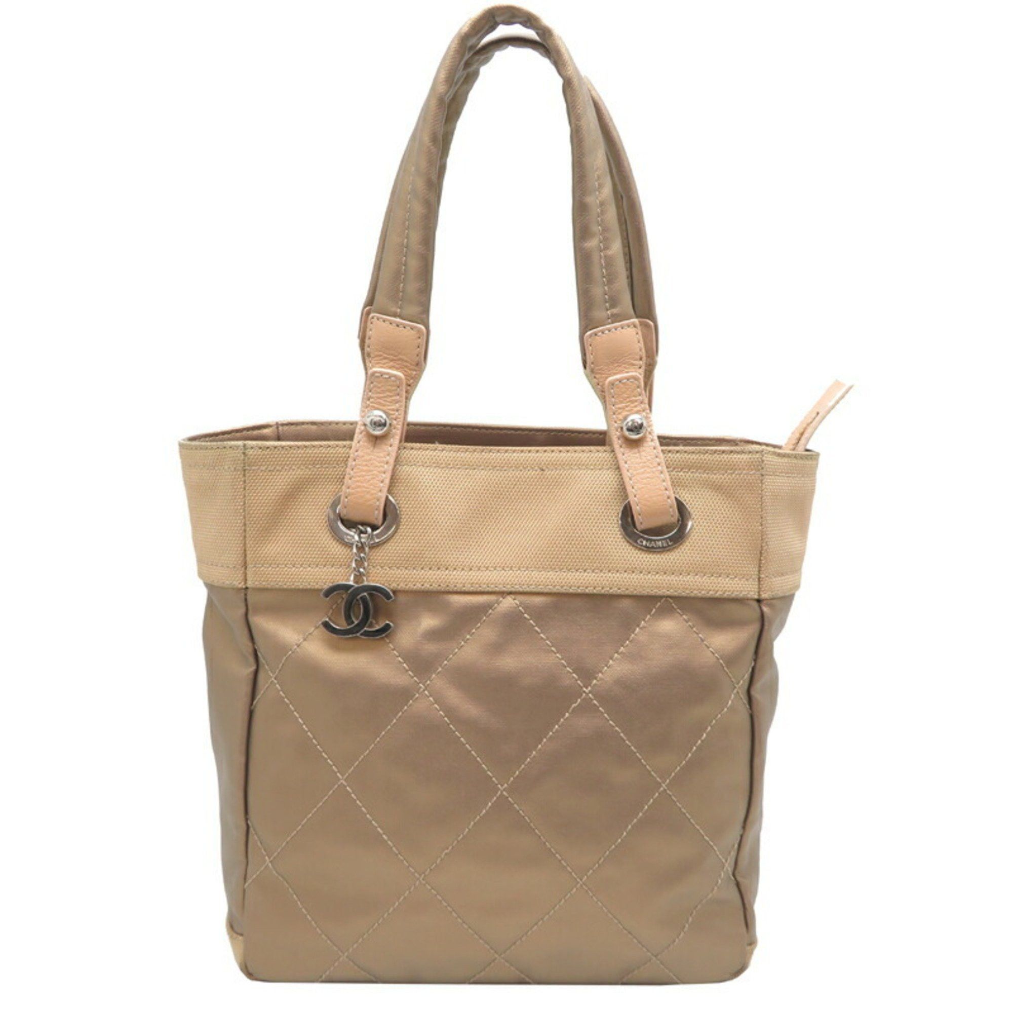Chanel Paris Biarritz PM Women's Tote Bag A34208 Canvas Gold