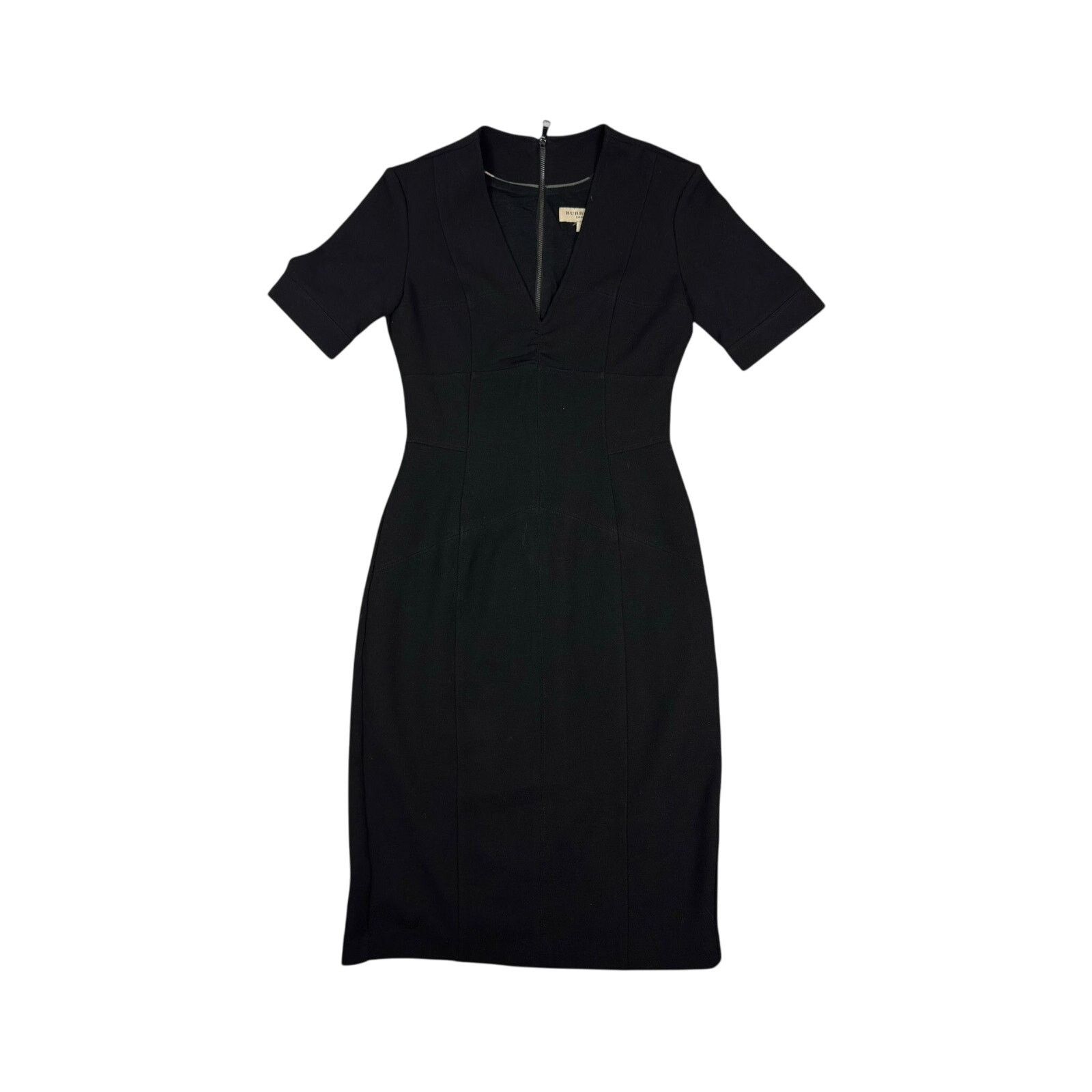 Burberry Burberry Women Black V-Neck Short Sleeve Midi Dress 4 Size S / US 4 / IT 40 - 1 Thumbnail