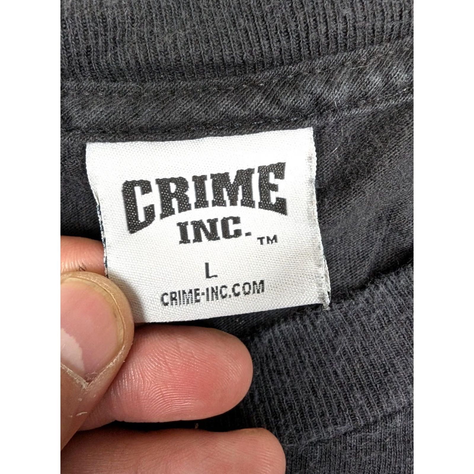 Vintage VINTAGE Crime Inc Shirt Mens Large Black Graphic 90s Cotton Made USA Short Sleeve Crew Neck Mens Size US L / EU 52-54 / 3 - 4 Thumbnail