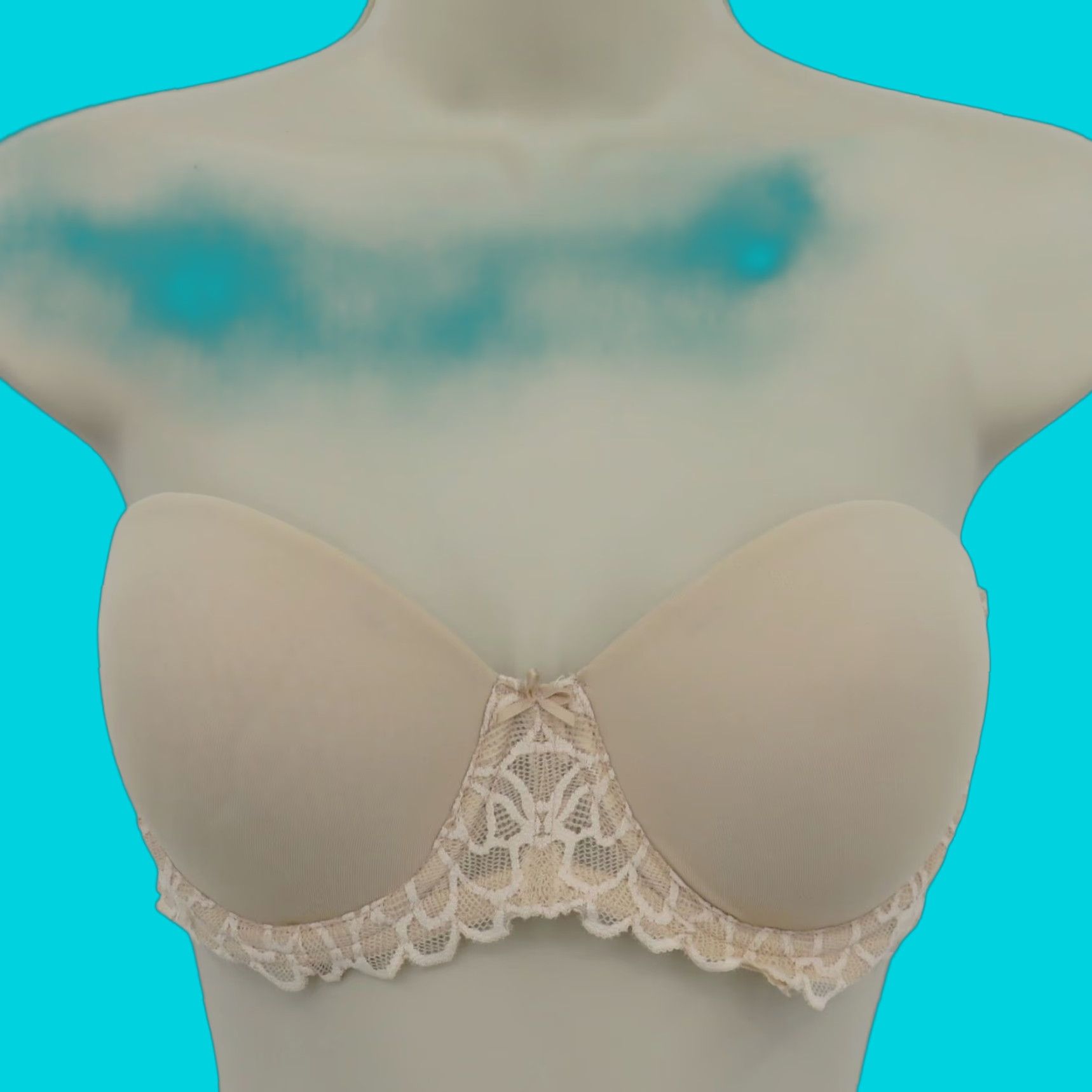Vintage SO 36B Bra Strapless Underwire Padded Beige Bow Womens Size ONE SIZE - 1 Thumbnail