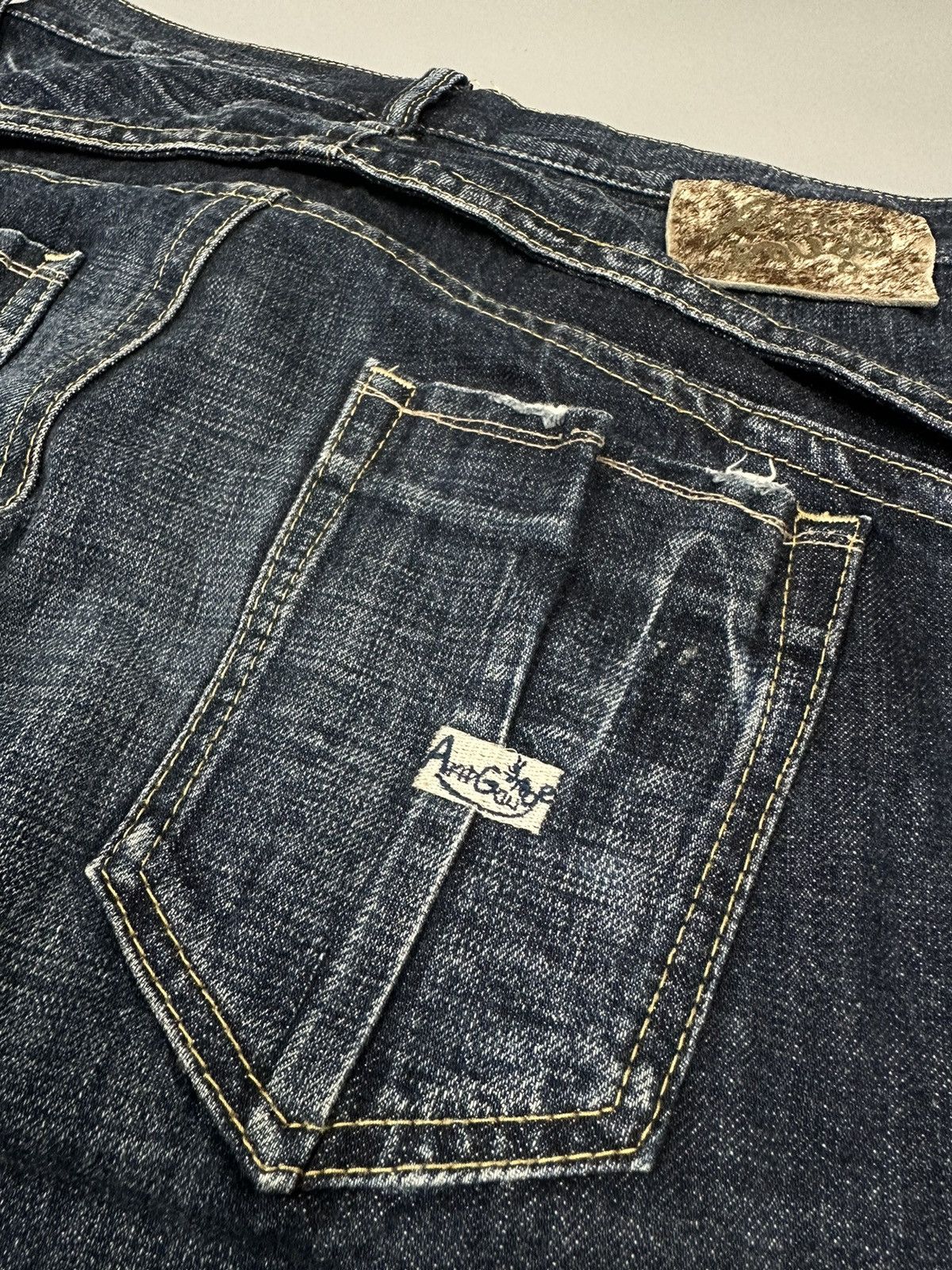 If Six Was Nine × Le Grande Bleu (L.G.B.) Vintage Special Antgauge Fourmimesure Distressed Denim Size US 31 - 14 Thumbnail