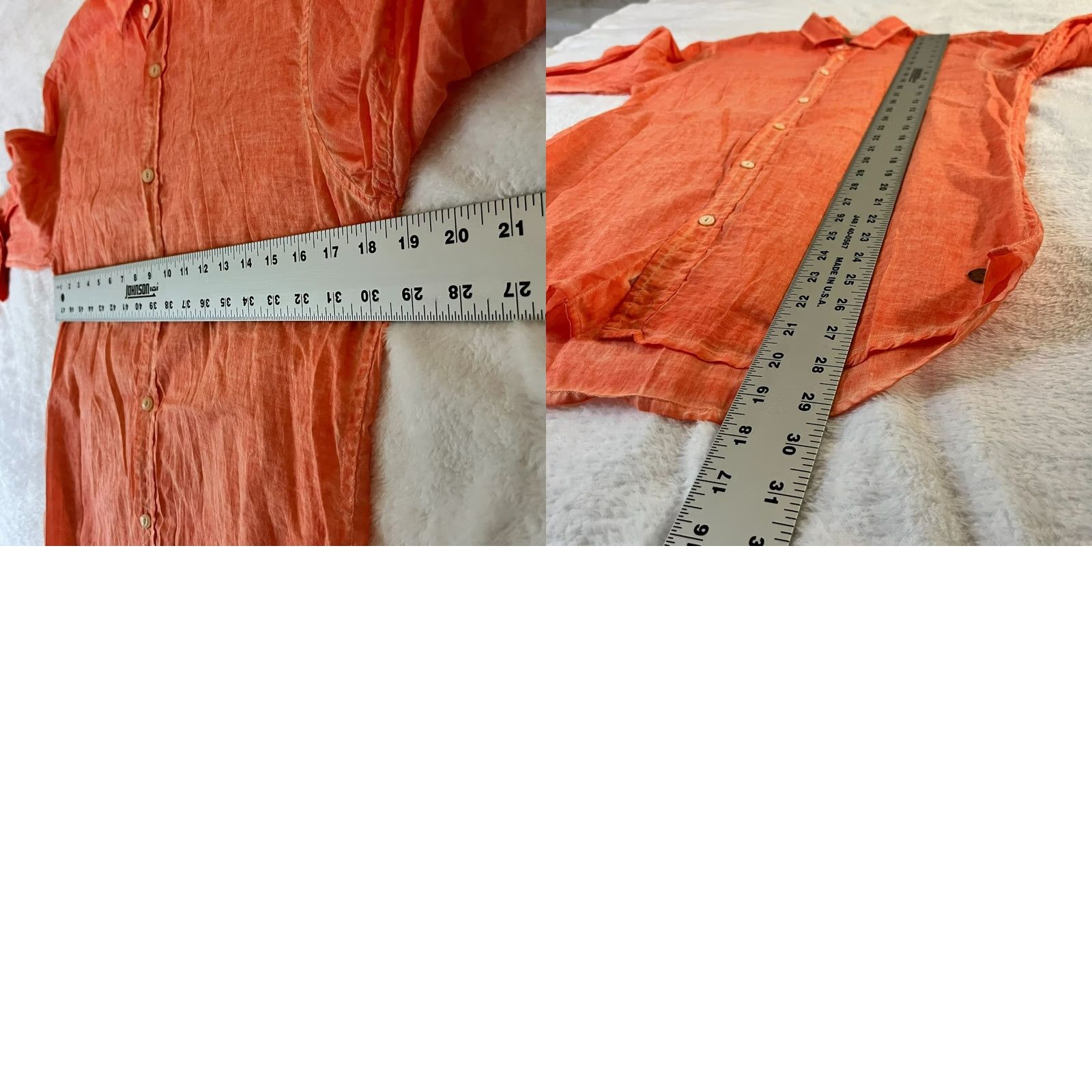 Scotch & Soda Scotch & Soda Men's Long Sleeve Collared Casual Button Up Shirt Orange M Size US M / EU 48-50 / 2 - 8 Thumbnail