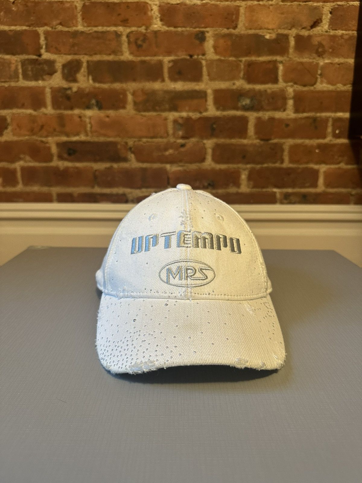 Martine Rose SS/24 Runway Studded MR Logo Distressed Hat Size ONE SIZE - 1 Thumbnail