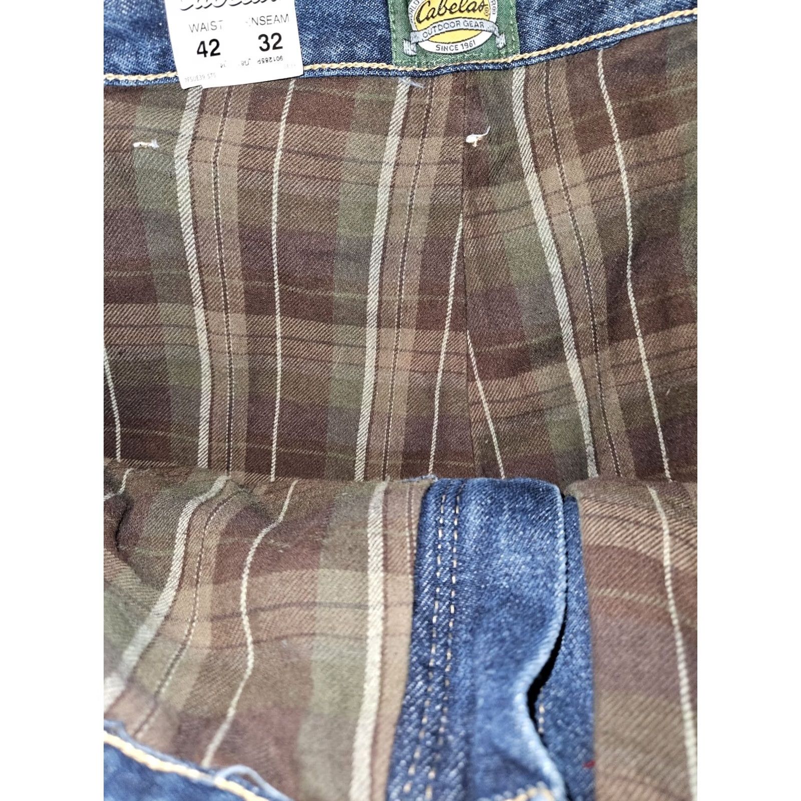 Vintage VINTAGE Cabela's Roughneck Flannel Lined Jeans Men 42x32 NWT Blue Outdoors Nature Jeans Mens Blue 12 in Rise Pockets Zipper Button Denim" Size US 42 / EU 58 - 2 Thumbnail