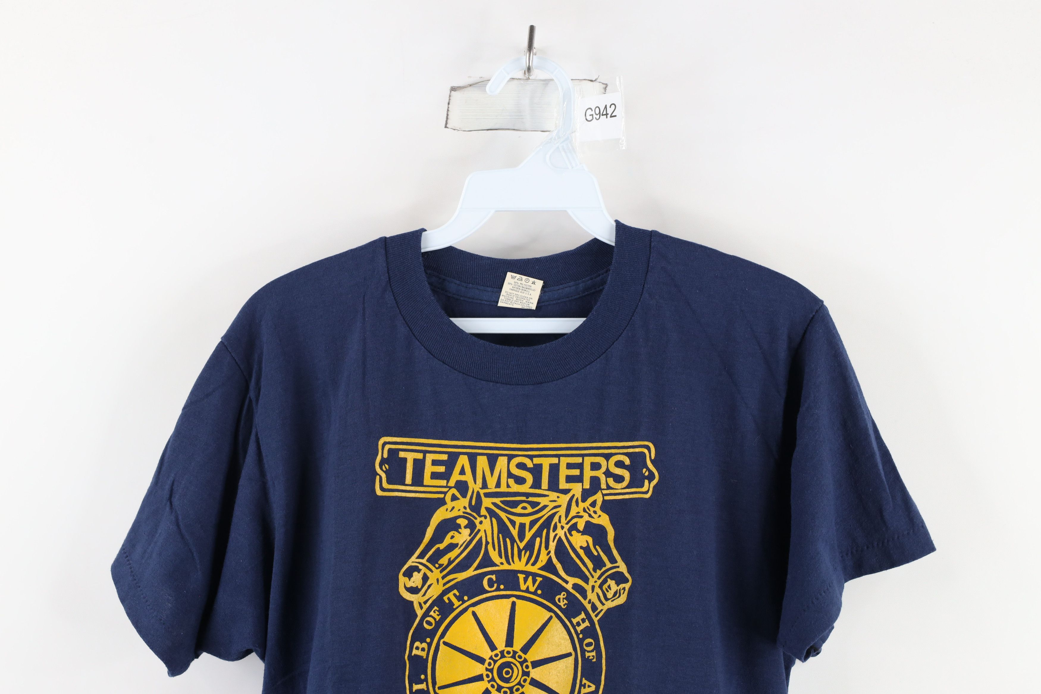Vintage Deadstock Vintage 80s 20 Teamsters Union T-Shirt Blue USA Size US L / EU 52-54 / 3 - 2 Thumbnail