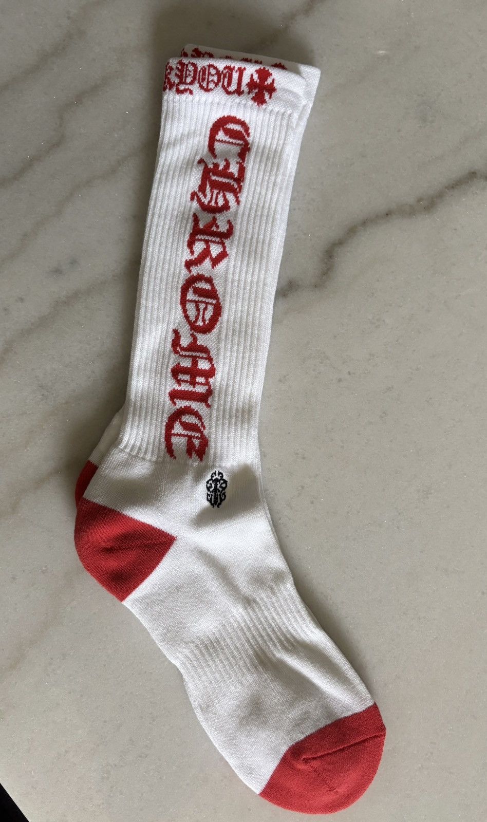 Chrome Hearts CH Fuck You Logo Socks White Red | Grailed