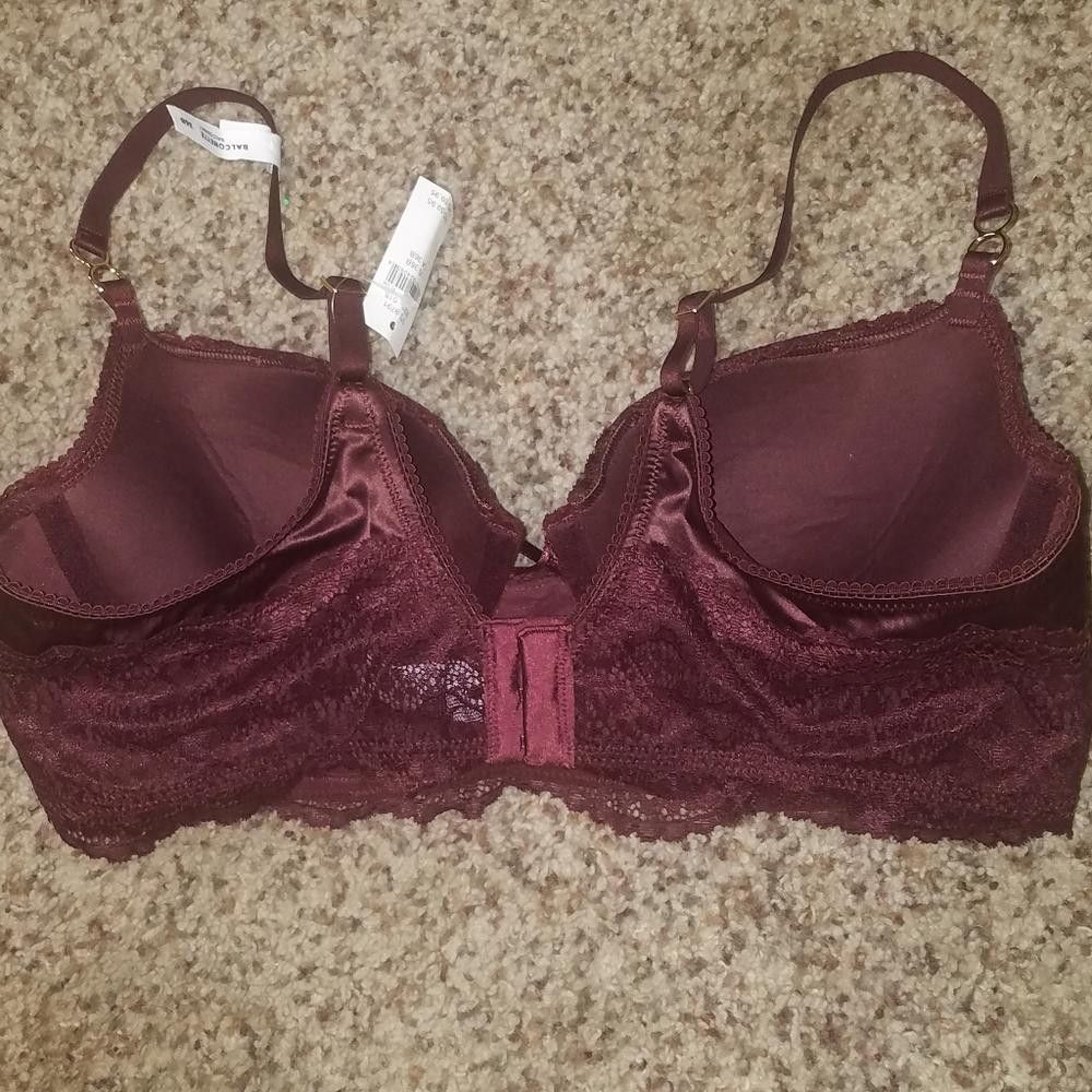 Designer NWT Aerie Balconette Lace Padded Bra Size 36B Burgundy Size ONE SIZE - 2 Thumbnail