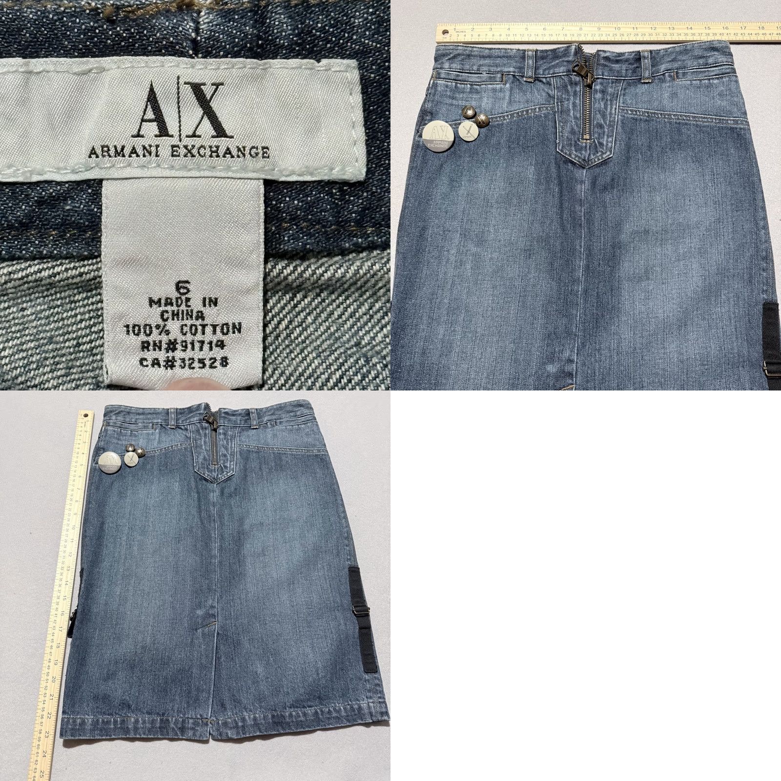 Armani Exchange Armani Exchange Skirt Blue Women Midi Pencil Slit Front Zipper - 6 Denim Cotton Blend Vintage - City Preppy, Fall Spring Summer Size 28" / US 6 / IT 42 - 8 Thumbnail