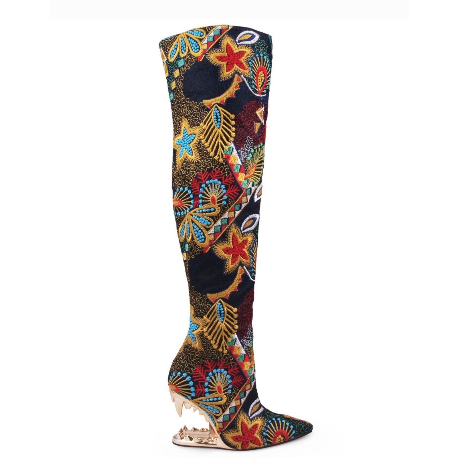 Other Privileged Andrily Thigh High Boots Unique Peep Toe Heel Size US 7 / IT 37 - 4 Thumbnail