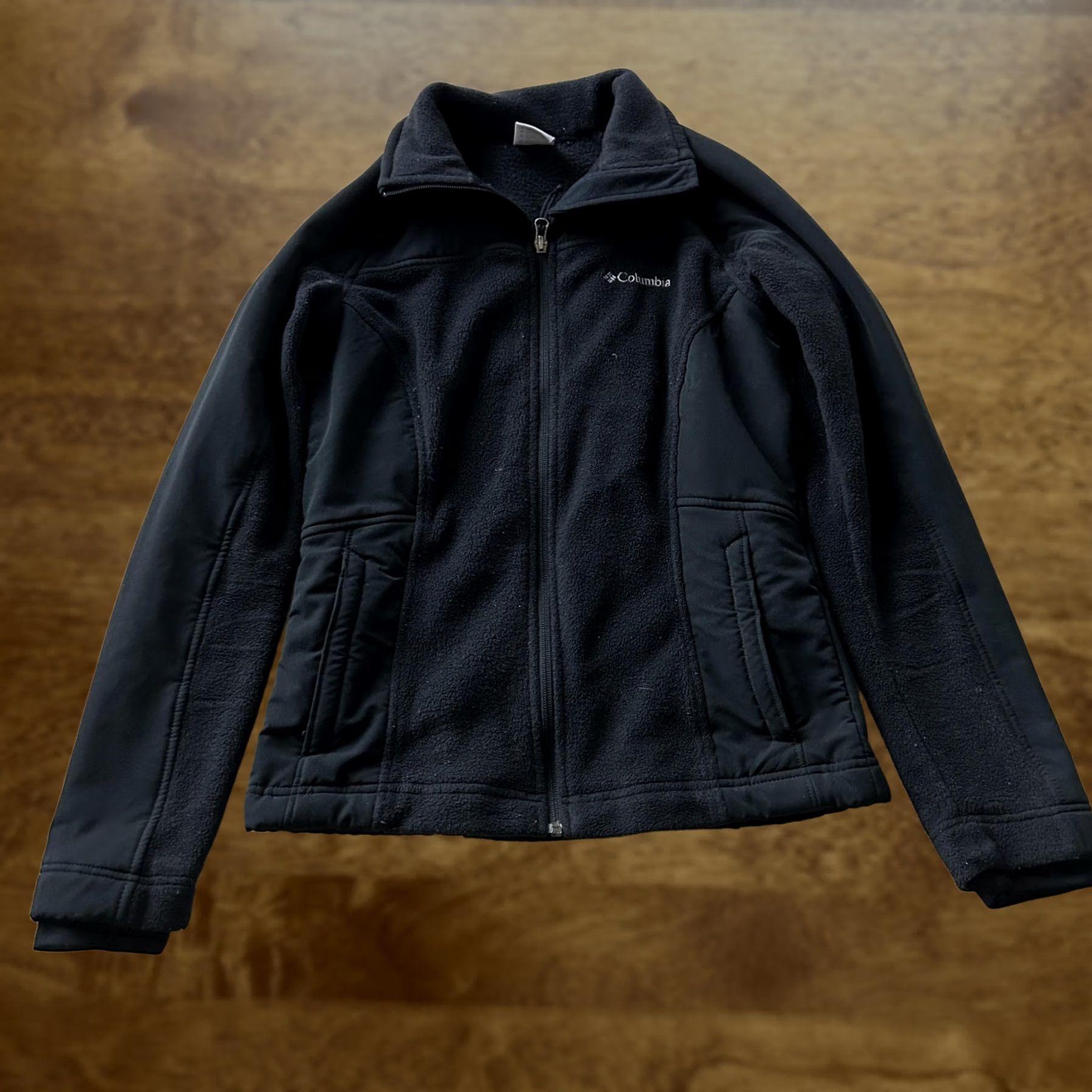 Vintage Columbia Fleece Jacket Womens Medium Black Full Zip Solid Logo Pockets Size M / US 6-8 / IT 42-44 - 1 Thumbnail