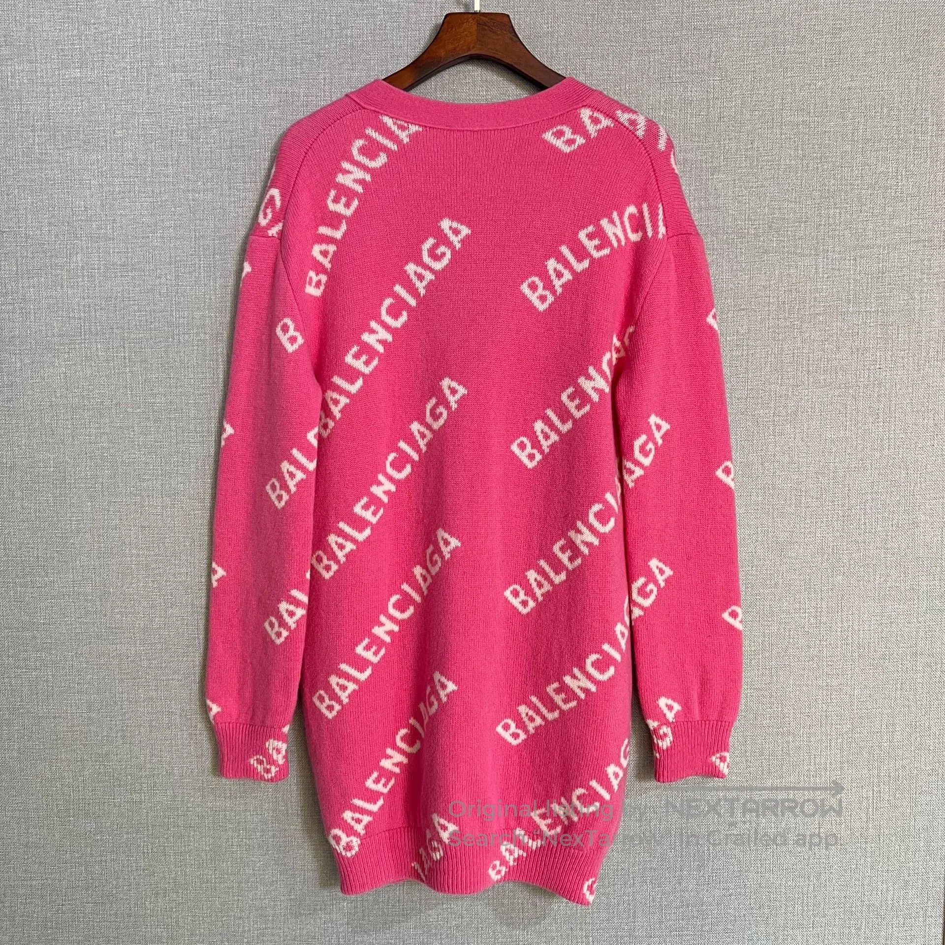 Balenciaga Balenciaga Pink Logo Knit Cardigan. Size S / US 4 / IT 40 - 2 Thumbnail