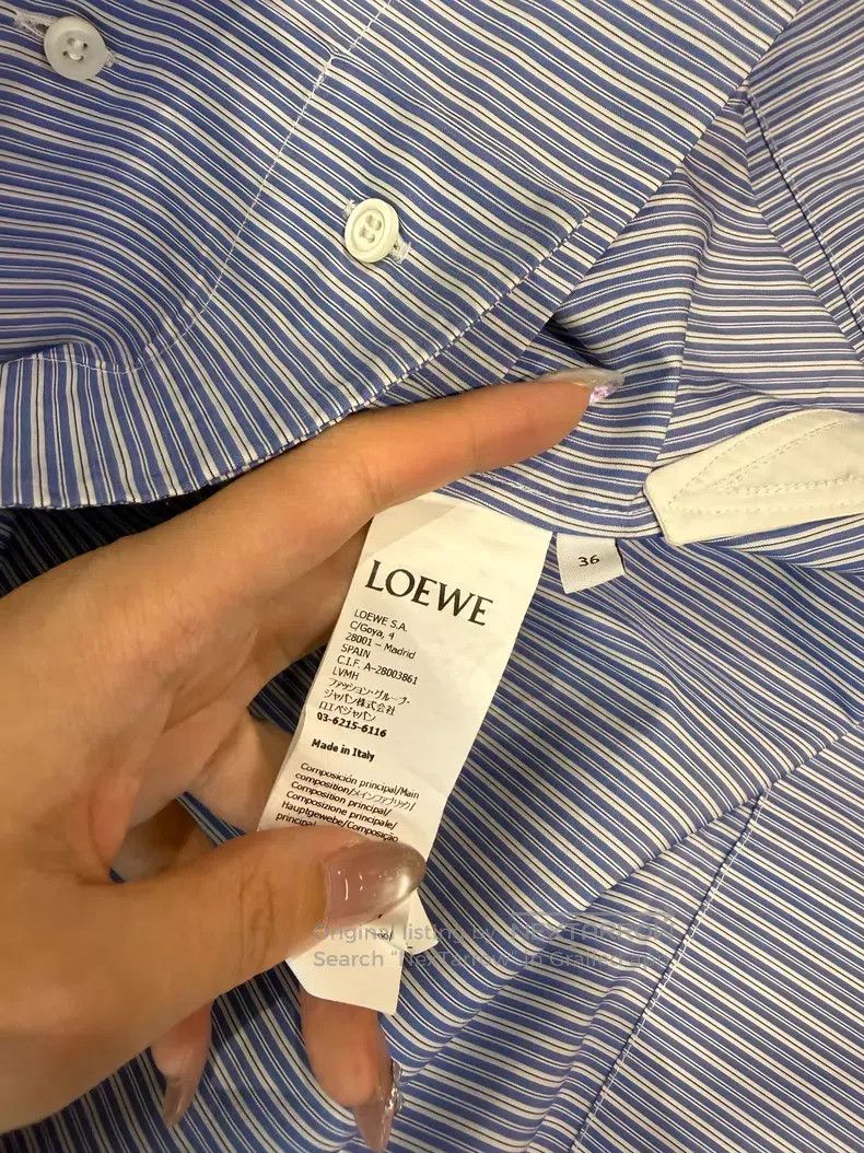 Loewe Loewe Striped Logo Short Sleeve Shirt - Cotton Size XS / US 0-2 / IT 36-38 - 4 Thumbnail