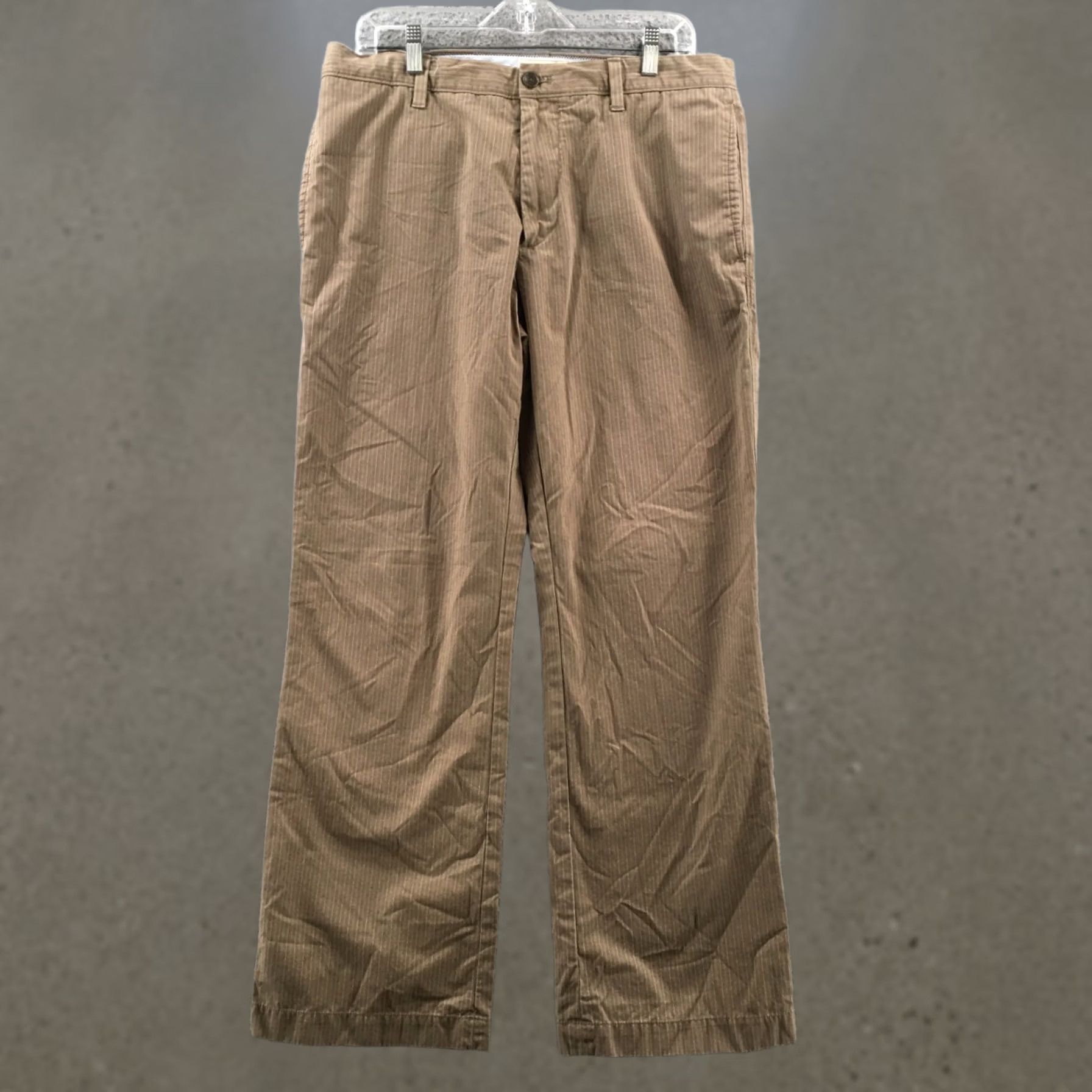Banana Republic Banana Republic Chino Pants Mens 33 Beige Mid Rise Striped Zip Shirt/ Pants? Size US 33 - 1 Thumbnail