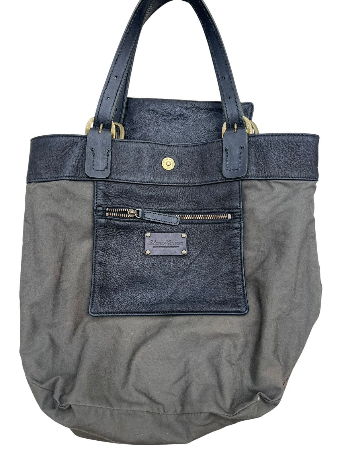 Leather Slow Motion Japan Patina Black Leather Tote Bag Size ONE SIZE - 21 Thumbnail