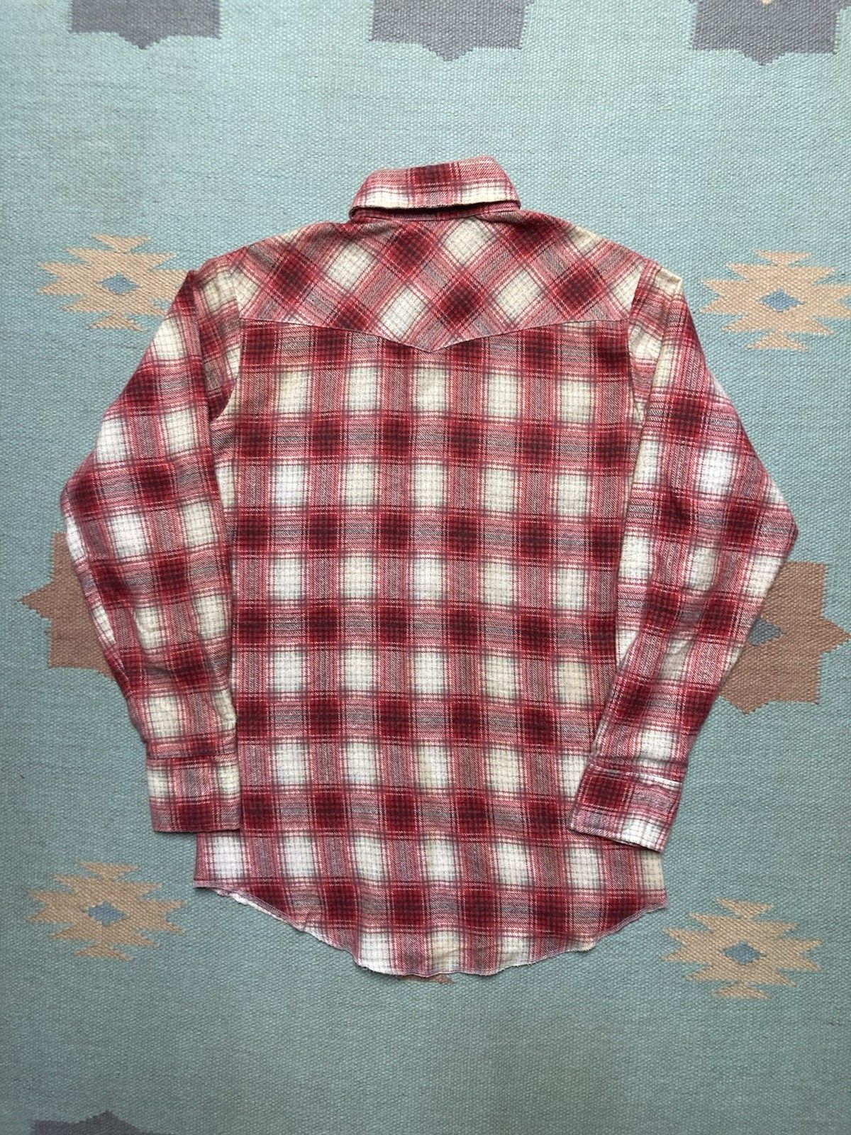 Vintage × Wrangler 70s Pearl snap flannel shirt wrangler shadow plaid womens 16 Size M / US 6-8 / IT 42-44 - 8 Thumbnail