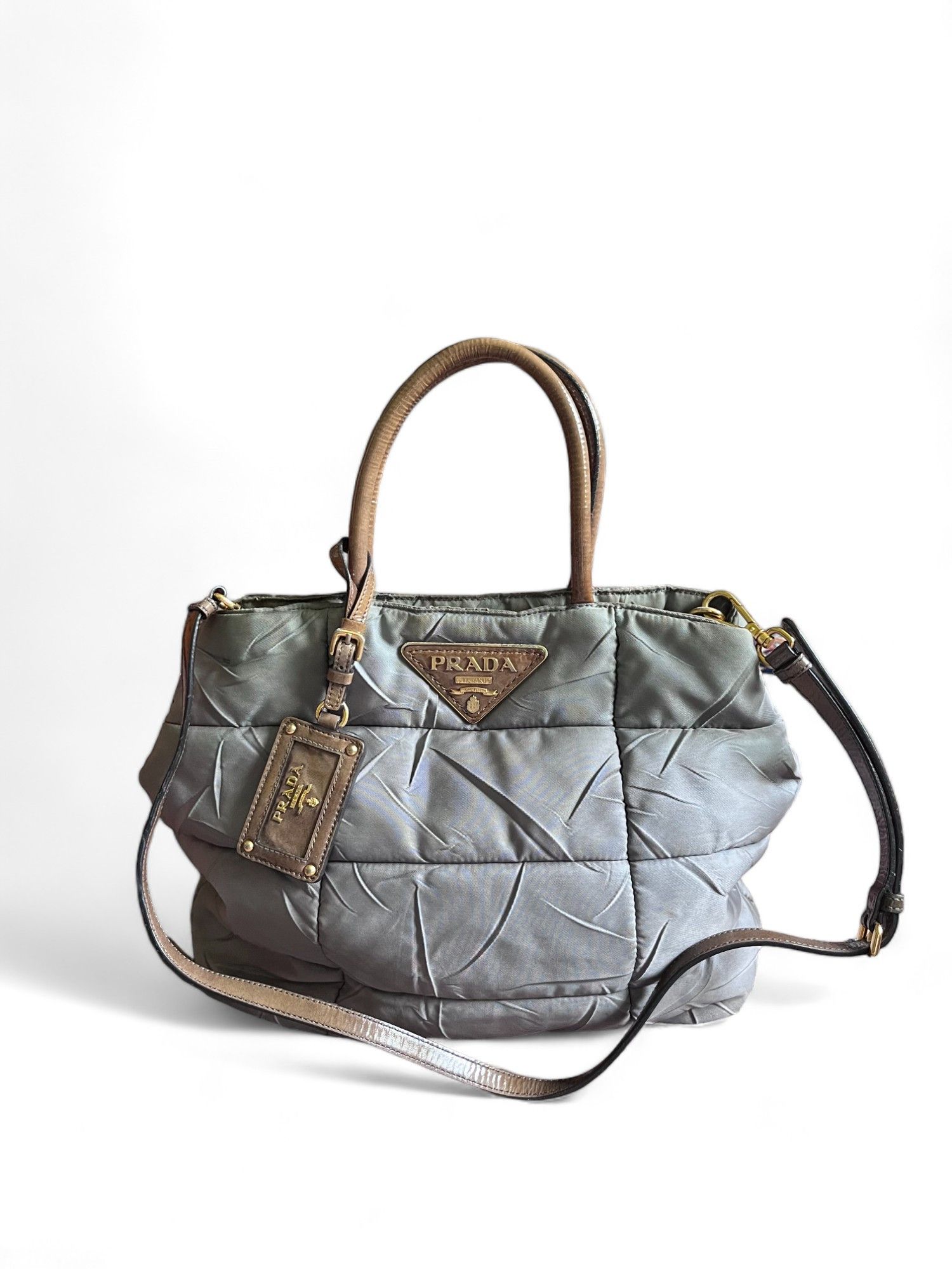 Prada Prada - Tessuto Crispy Nylon Peltro Handbag Shoulder Bag Size ONE SIZE - 2 Thumbnail