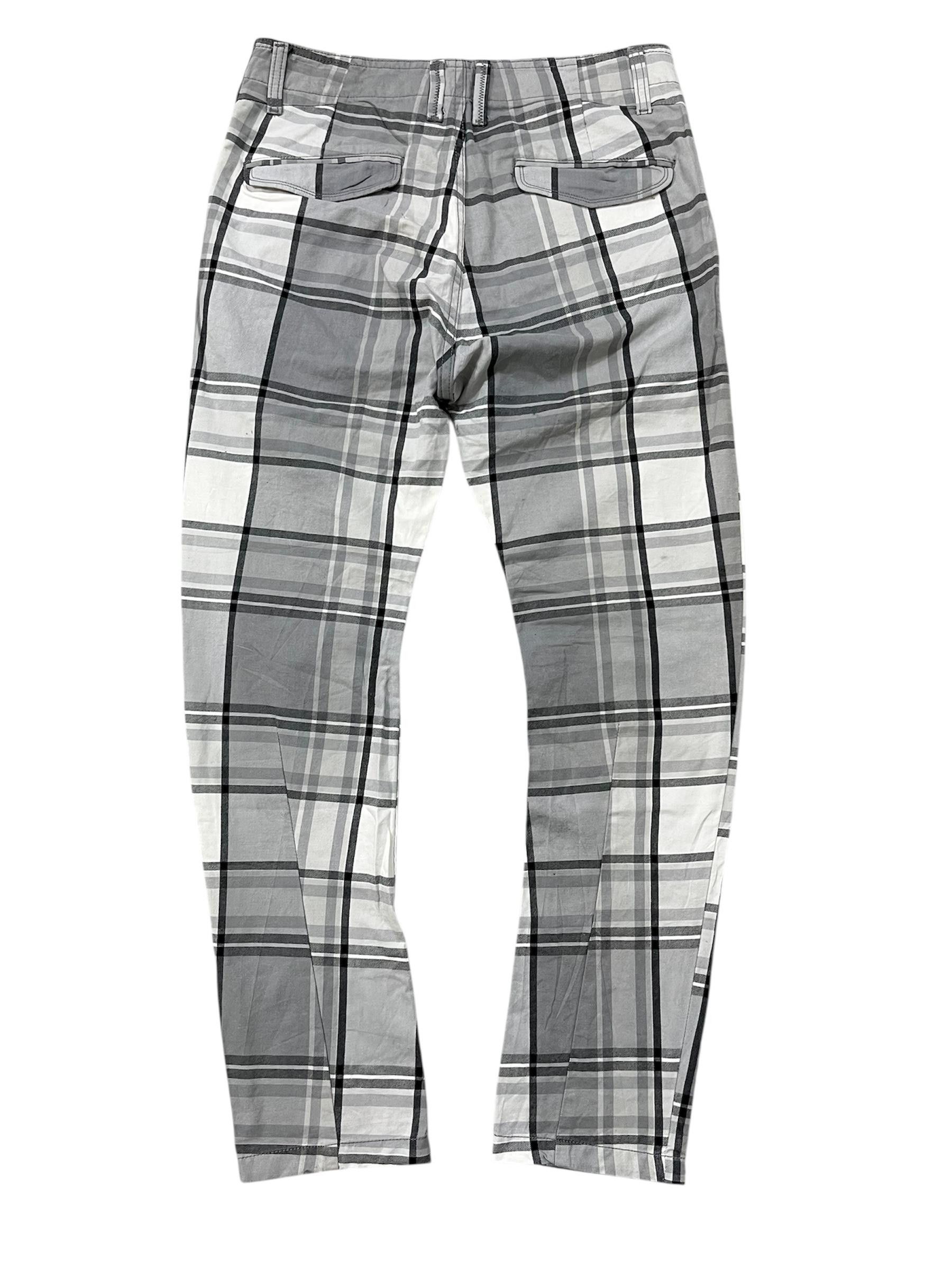 Diesel Diesel Grey Plaid Cotton Trousers Size US 31 - 2 Thumbnail