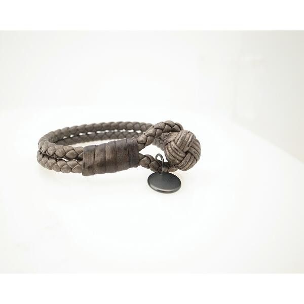 image of Bottega Veneta Nappa Intrecciato Bangle in Brown, Men's