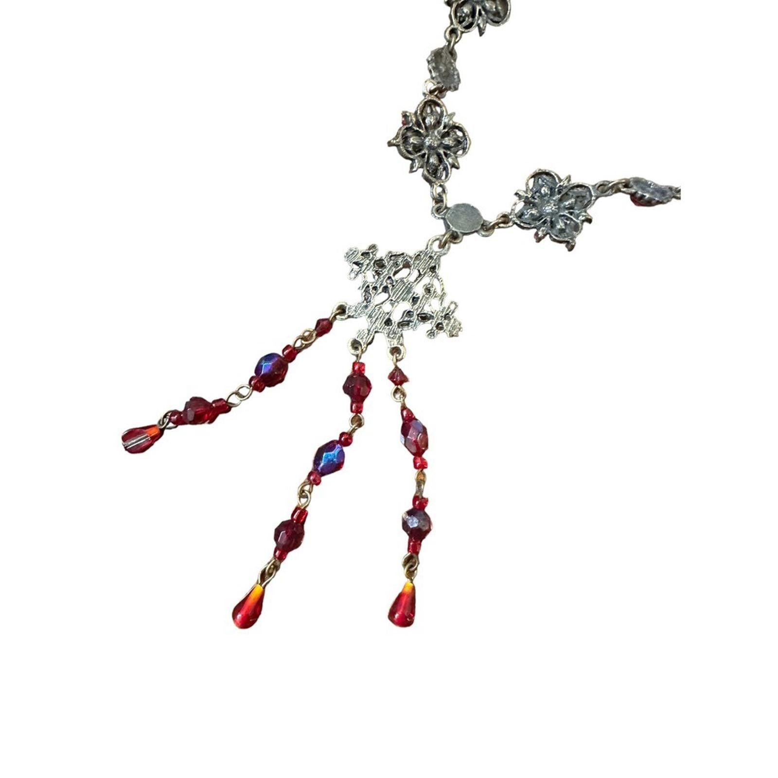 Designer Stunning Vintage Red Crystal Necklace Size ONE SIZE - 4 Thumbnail