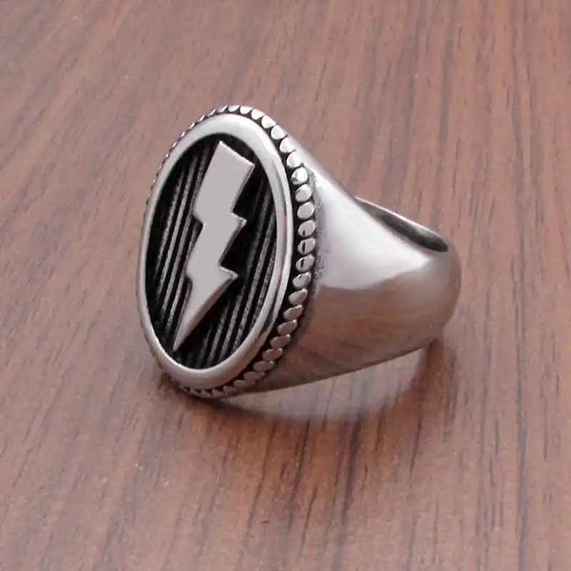 Vintage Lightning Bolt Ring Silver Grunge Punk Y2K Electric Jewelry Size ONE SIZE - 4 Thumbnail